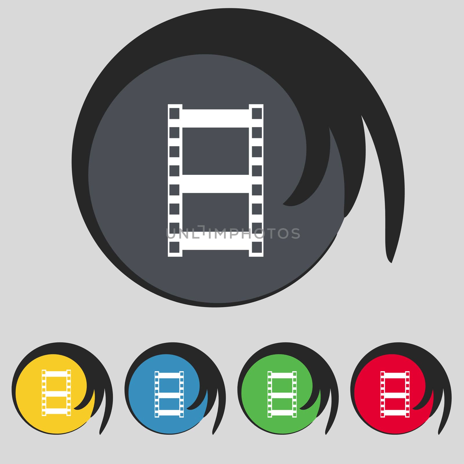 Video sign icon. frame symbol. Set colourful buttons.  by serhii_lohvyniuk