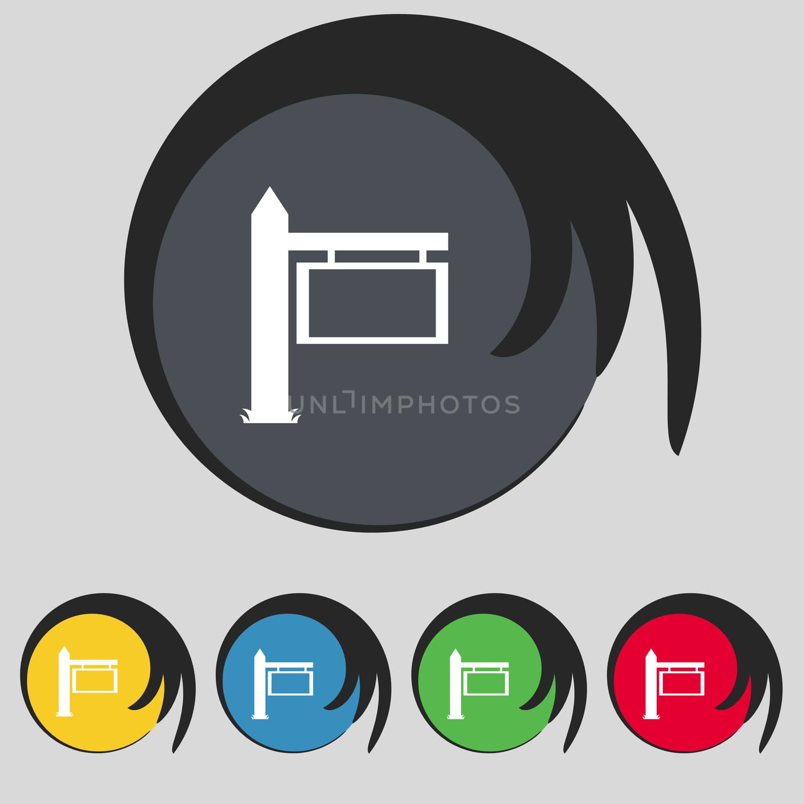 Information Road Sign icon sign. Symbol on five colored buttons.  by serhii_lohvyniuk