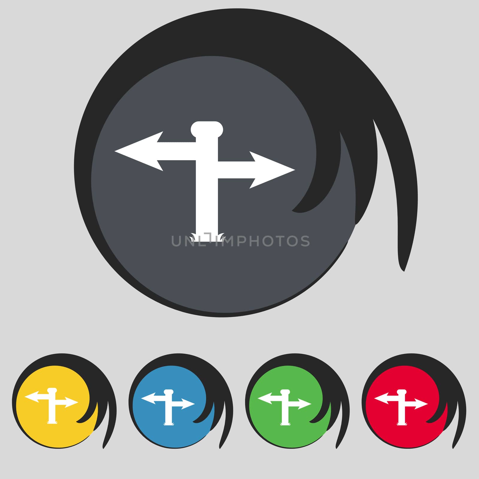 Blank Road Sign icon sign. Symbol on five colored buttons. illustration
