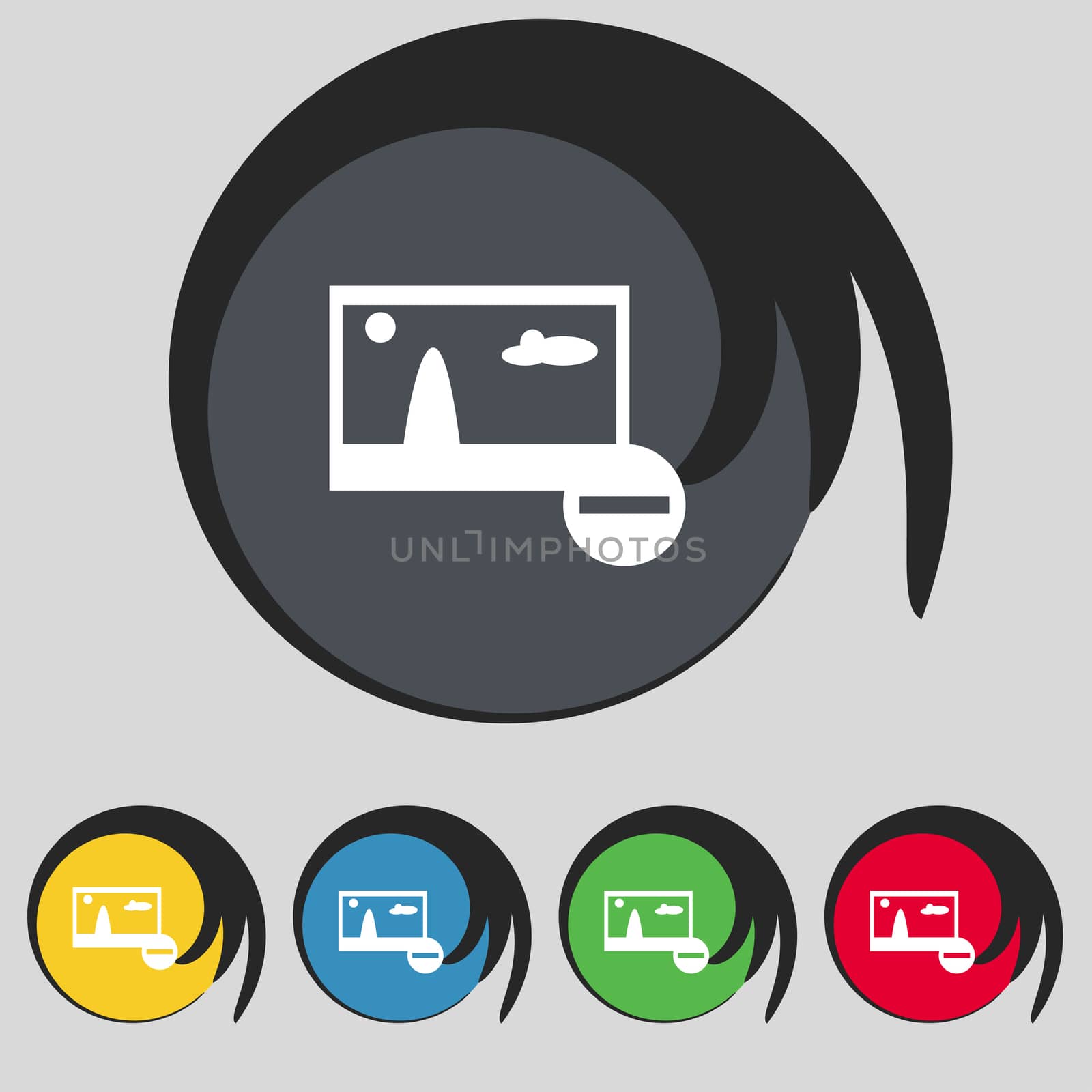minus File JPG sign icon. Download image file symbol. Set colourful buttons. Modern UI website navigation  by serhii_lohvyniuk
