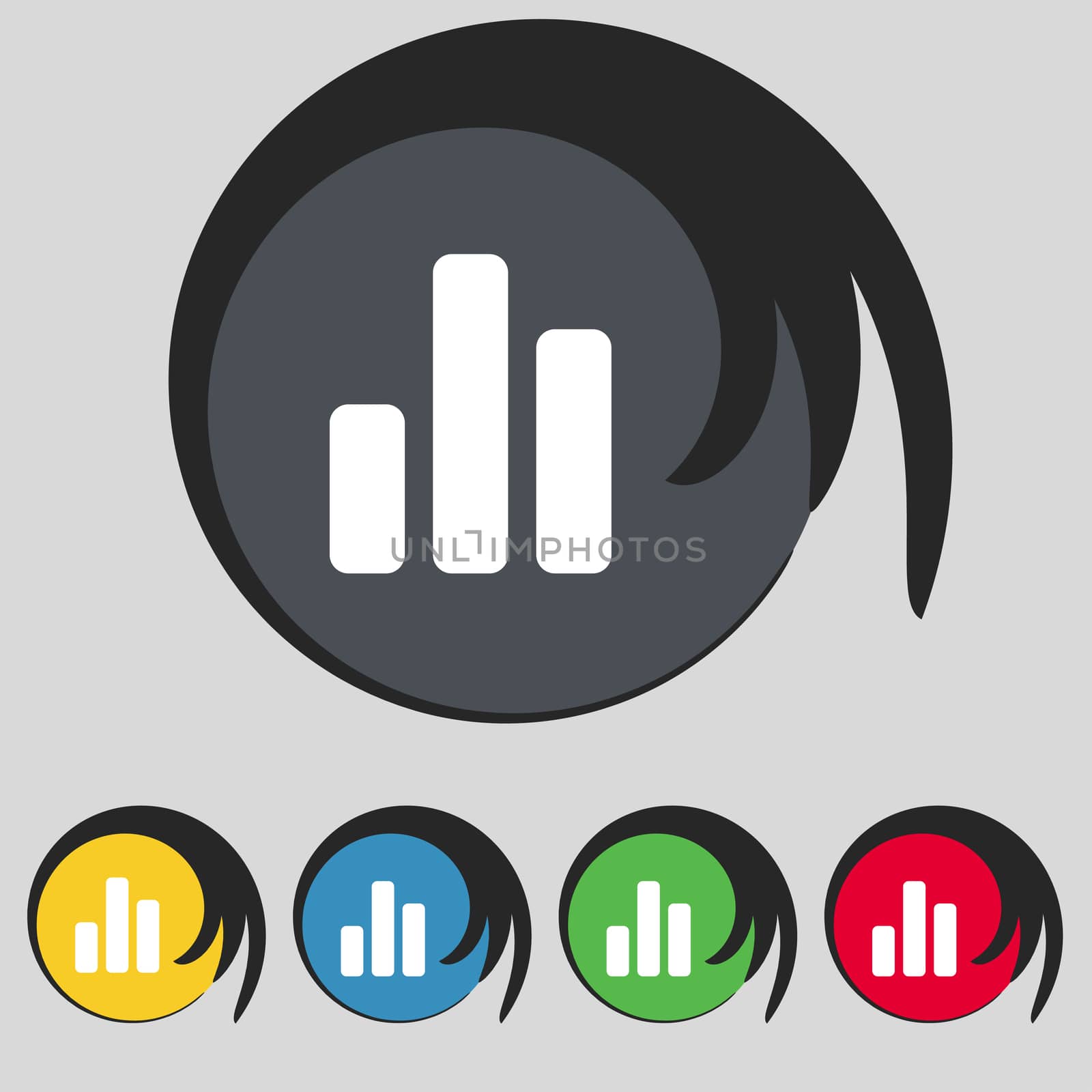 Growth and development concept. graph of Rate icon sign. Symbol on five colored buttons.  by serhii_lohvyniuk