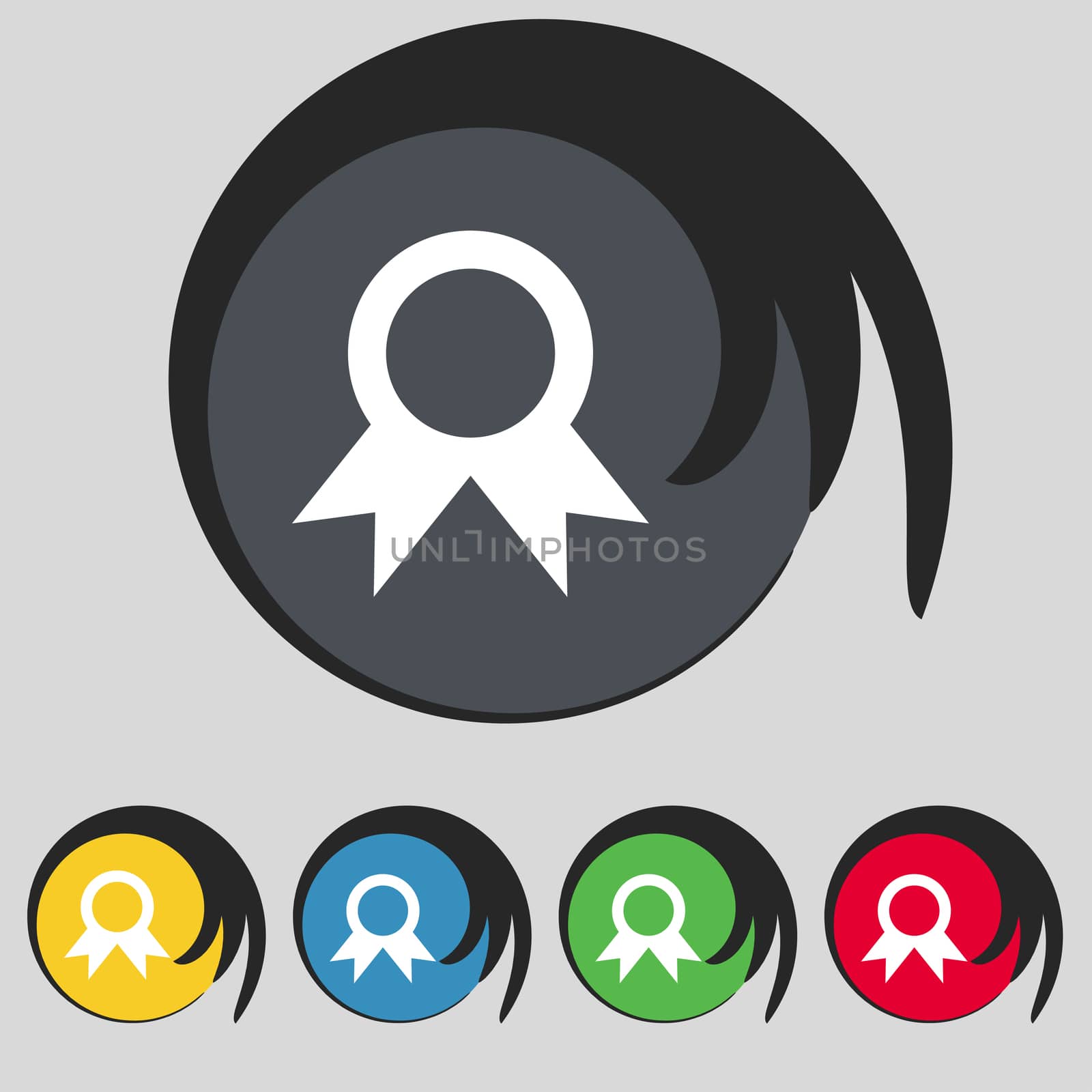 Award, Prize for winner icon sign. Symbol on five colored buttons.  by serhii_lohvyniuk