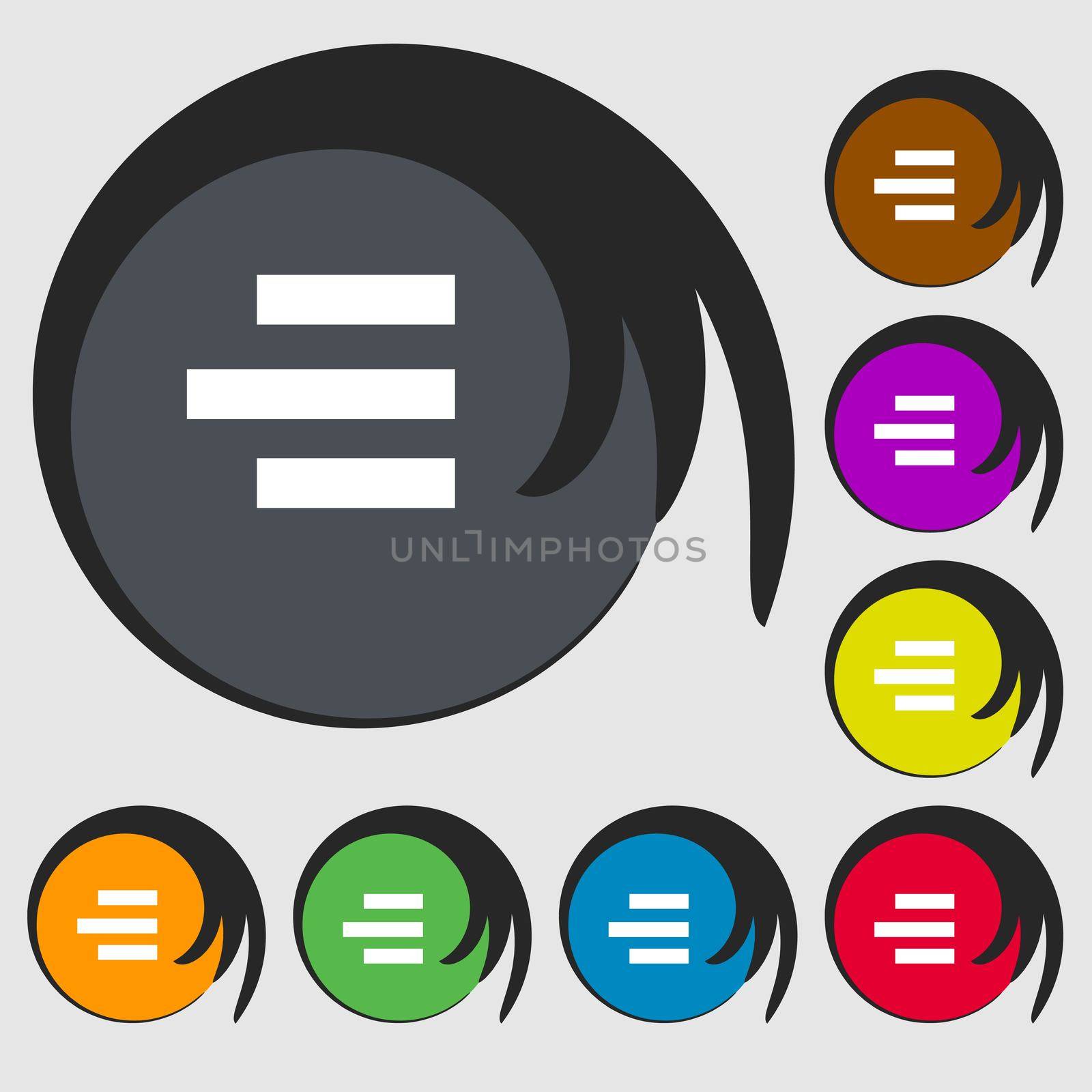 Right-aligned icon sign. Symbols on eight colored buttons.  by serhii_lohvyniuk