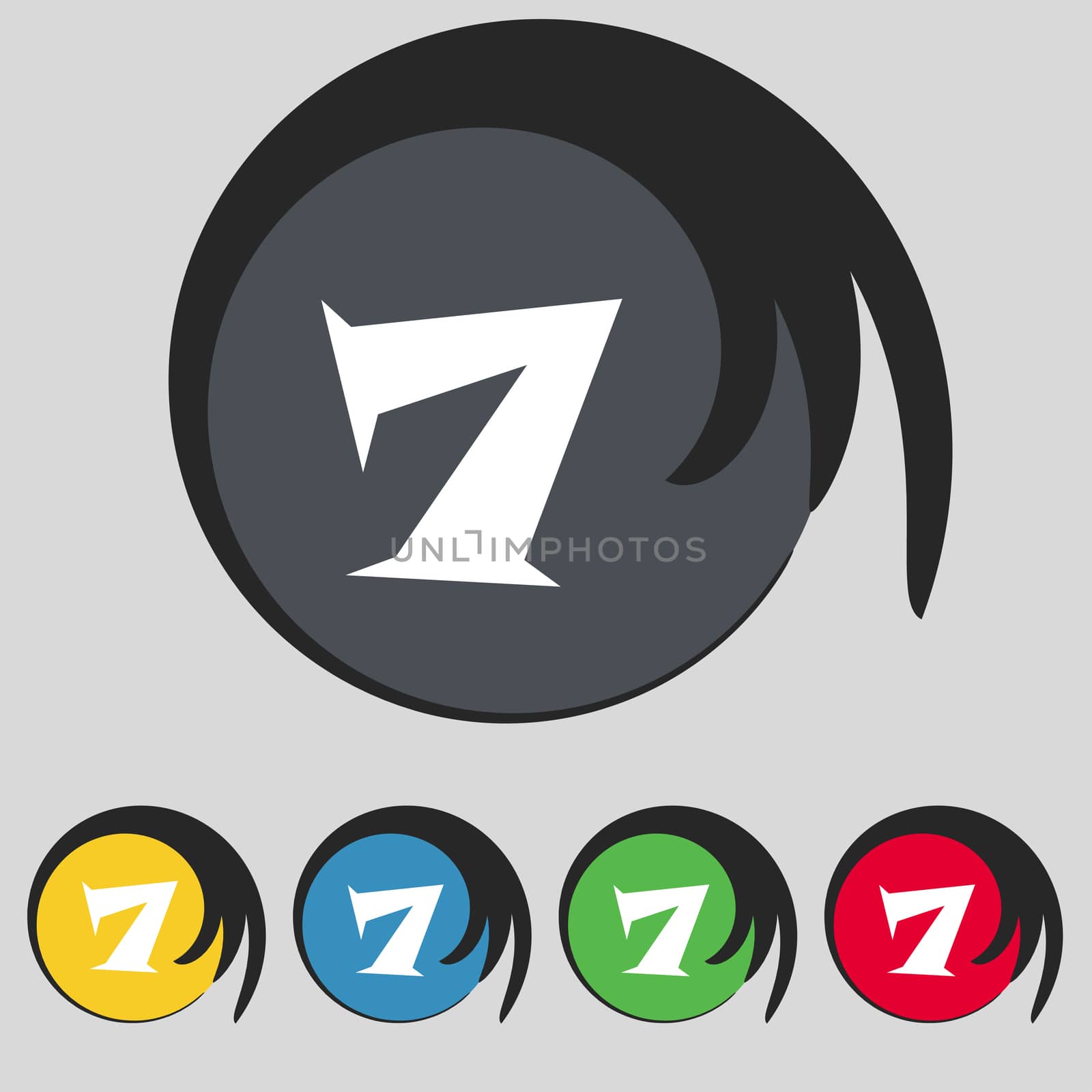 number seven icon sign. Set of coloured buttons. illustration