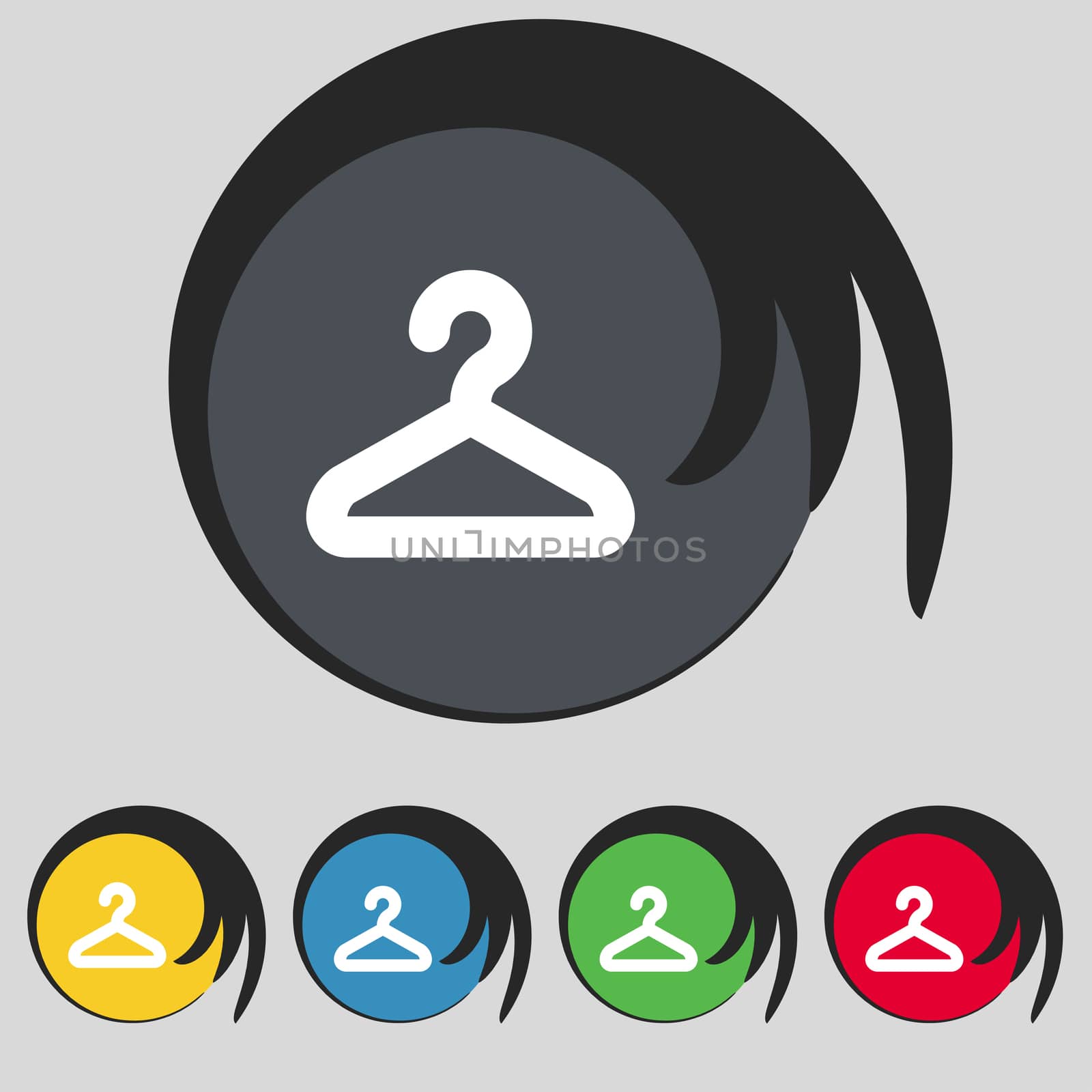 Hanger icon sign. Symbol on five colored buttons.  by serhii_lohvyniuk