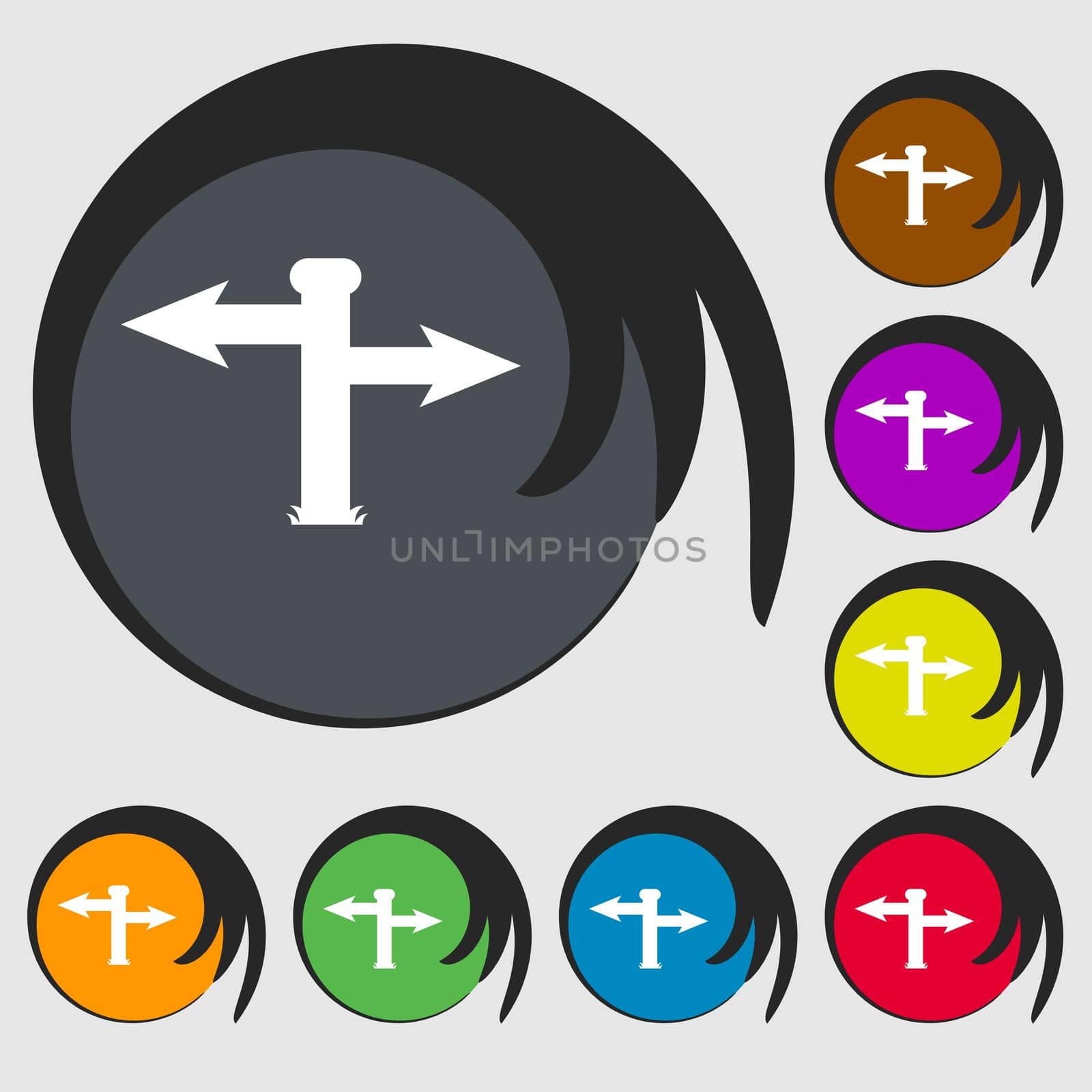 Blank Road Sign icon sign. Symbols on eight colored buttons.  by serhii_lohvyniuk
