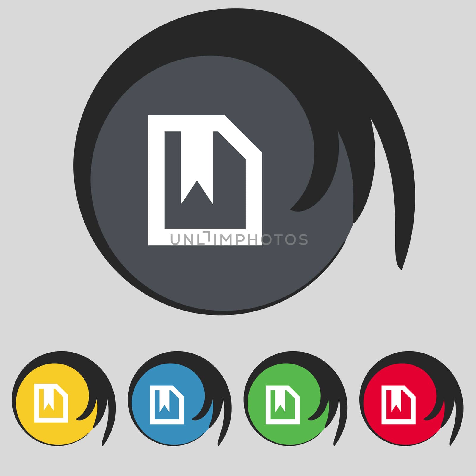 bookmark icon sign. Symbol on five colored buttons.  by serhii_lohvyniuk