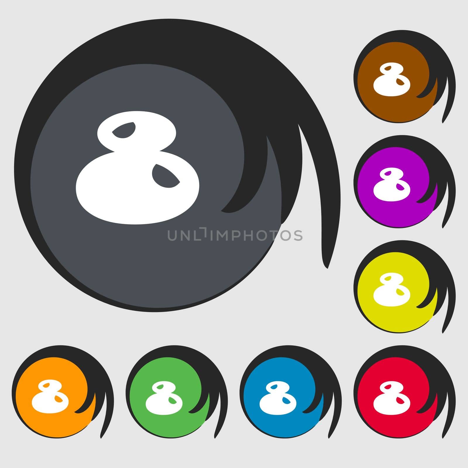number Eight icon sign. Symbols on eight colored buttons.  by serhii_lohvyniuk