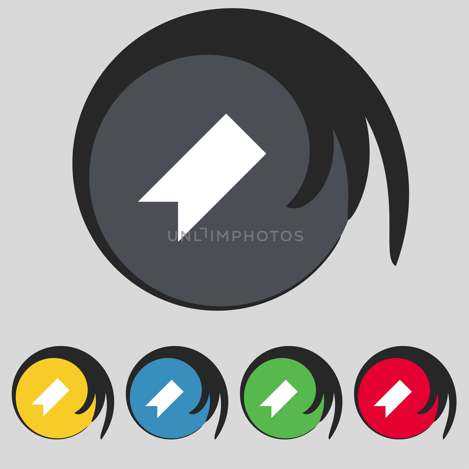 bookmark icon sign. Symbol on five colored buttons. illustration