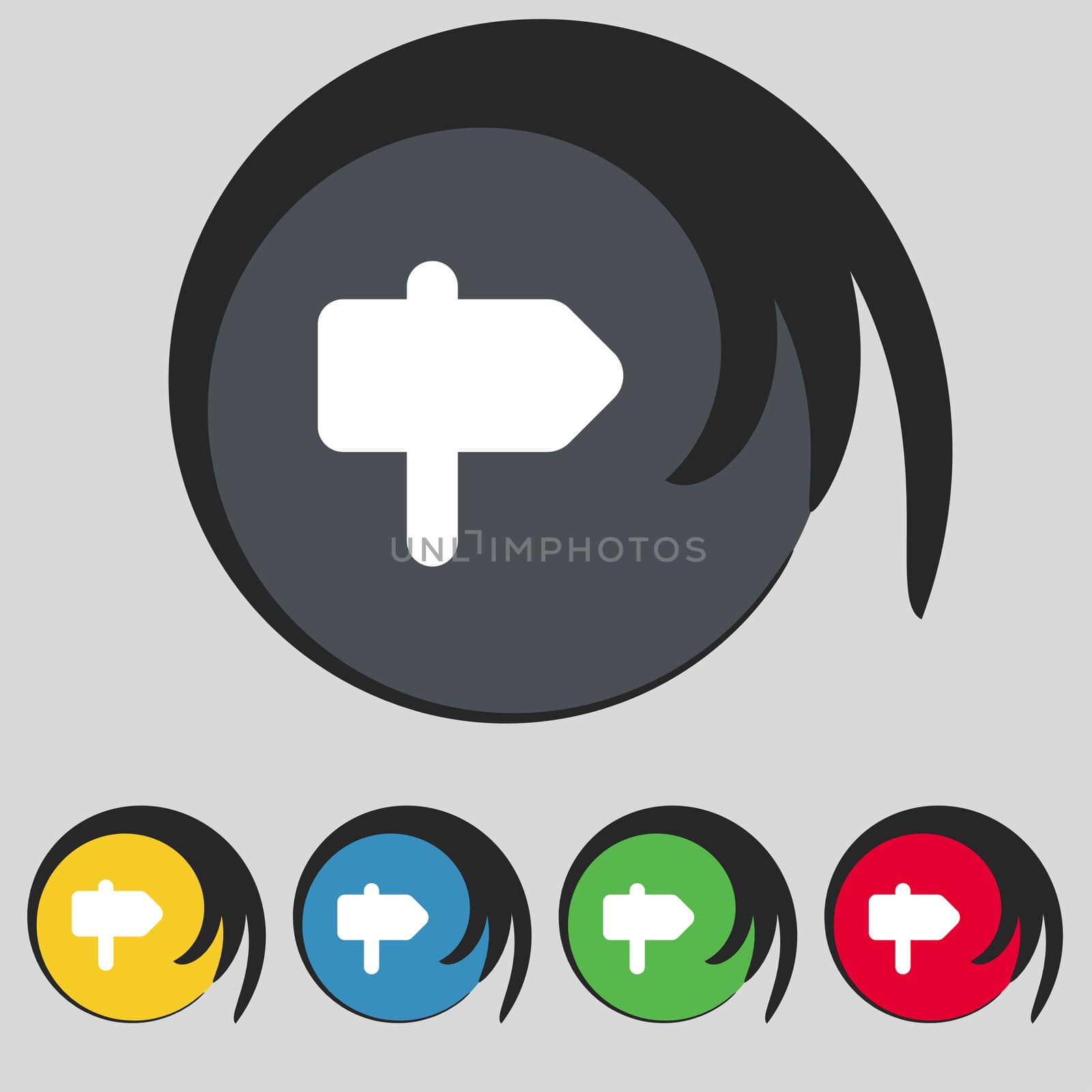 Information Road icon sign. Symbol on five colored buttons. illustration