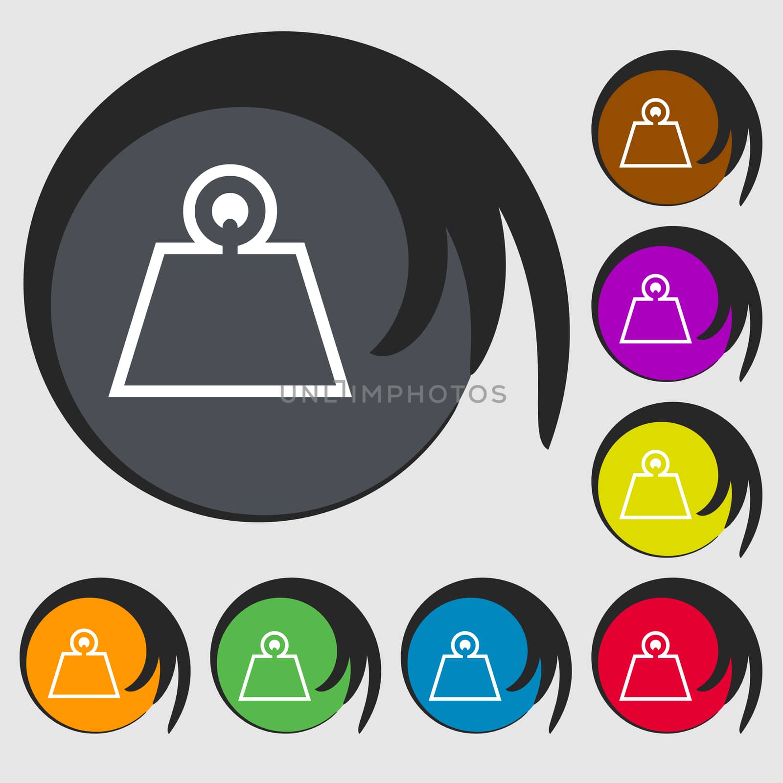 Weight icon sign. Symbol on eight colored buttons.  by serhii_lohvyniuk