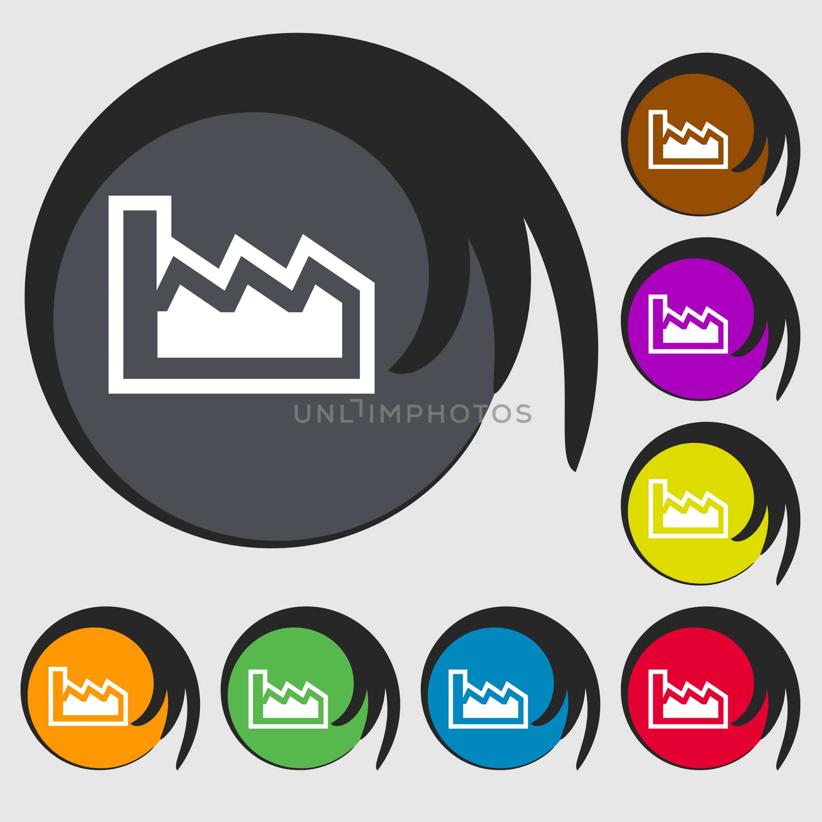Chart icon sign. Symbol on eight colored buttons.  by serhii_lohvyniuk