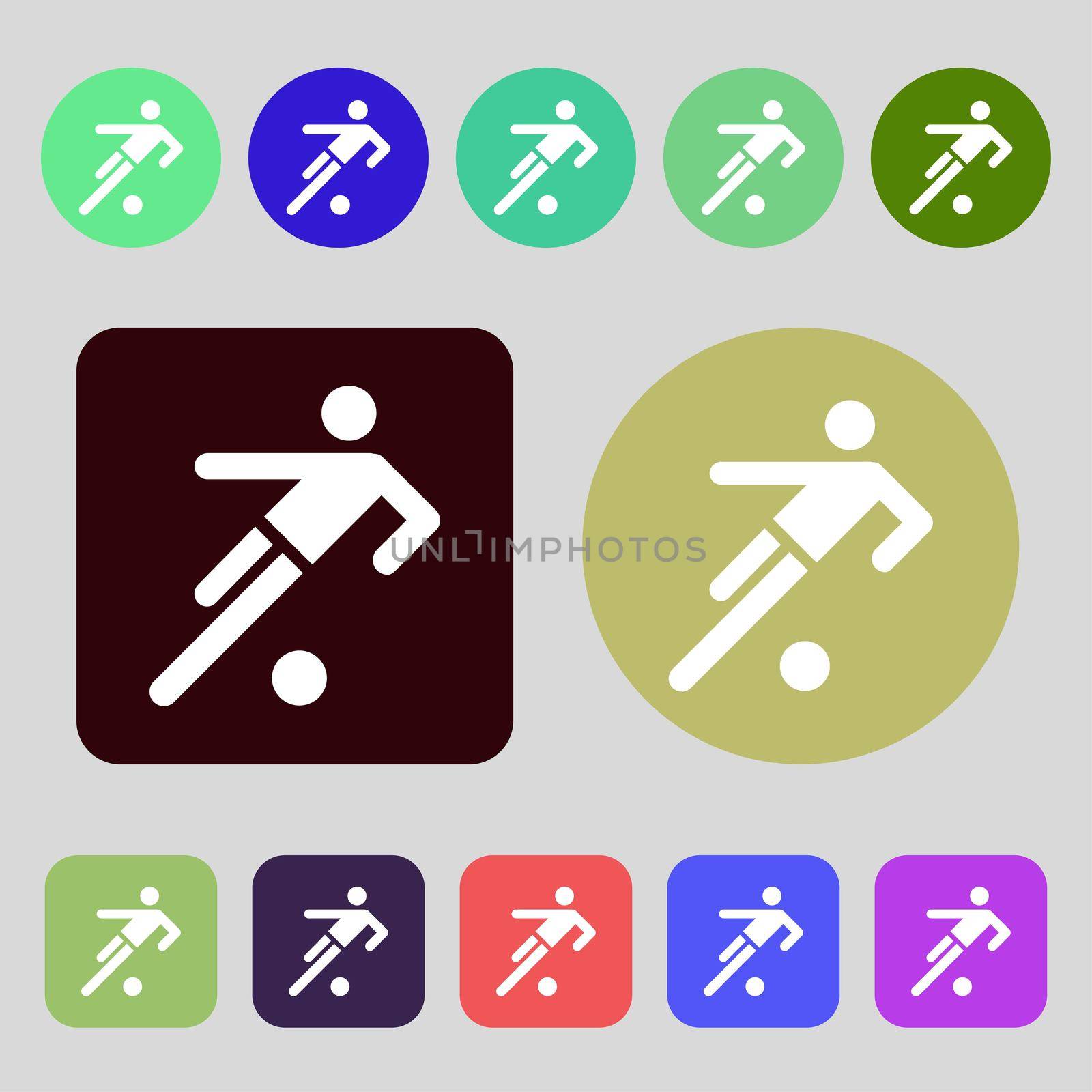 football player icon. 12 colored buttons. Flat design.  by serhii_lohvyniuk