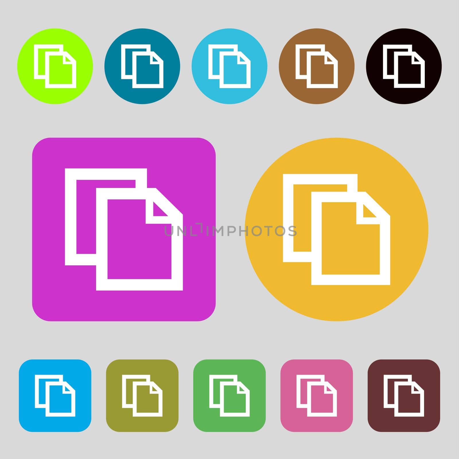 Edit document sign icon. content button.. 12 colored buttons. Flat design.  by serhii_lohvyniuk