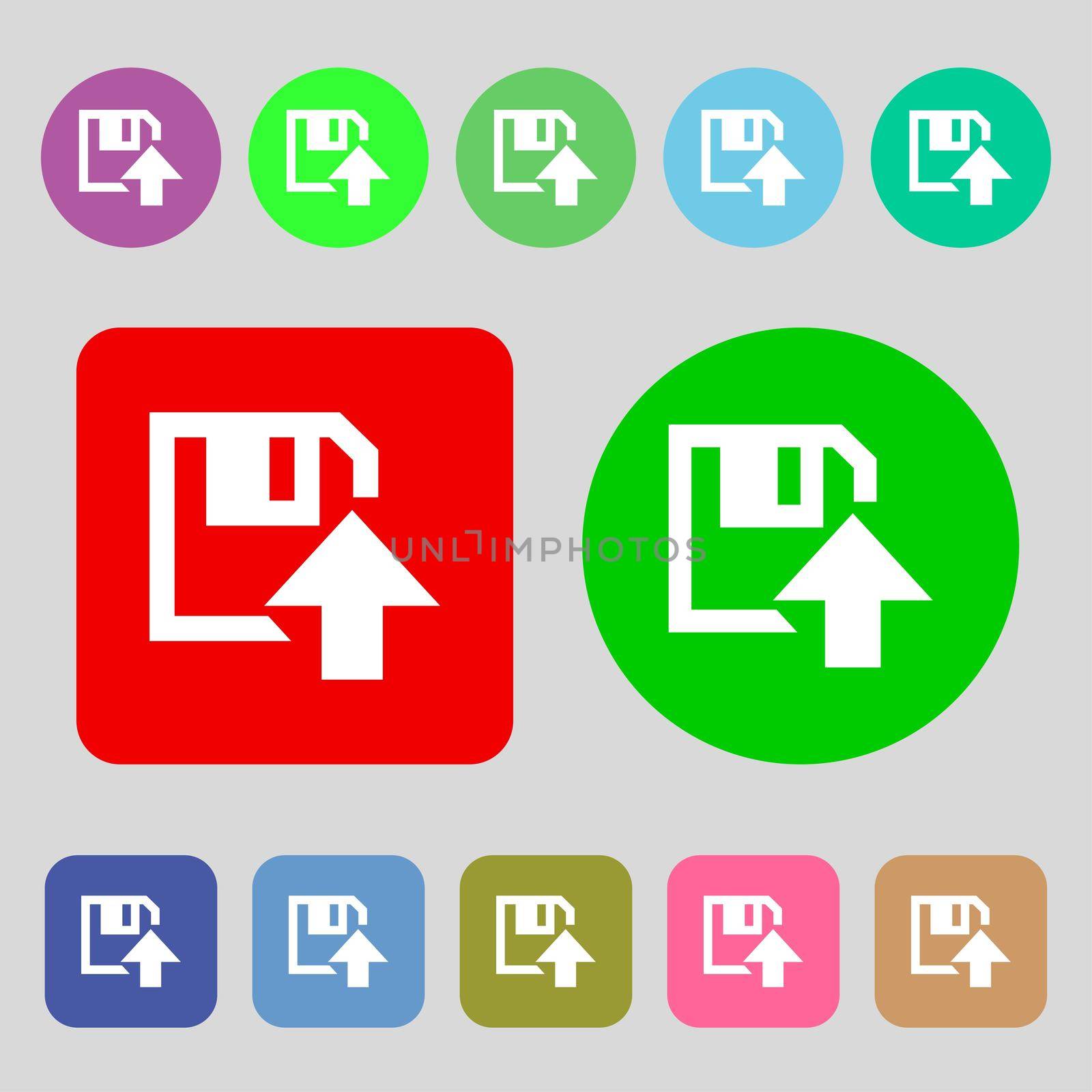 floppy icon. Flat modern design. 12 colored buttons. Flat design.  by serhii_lohvyniuk