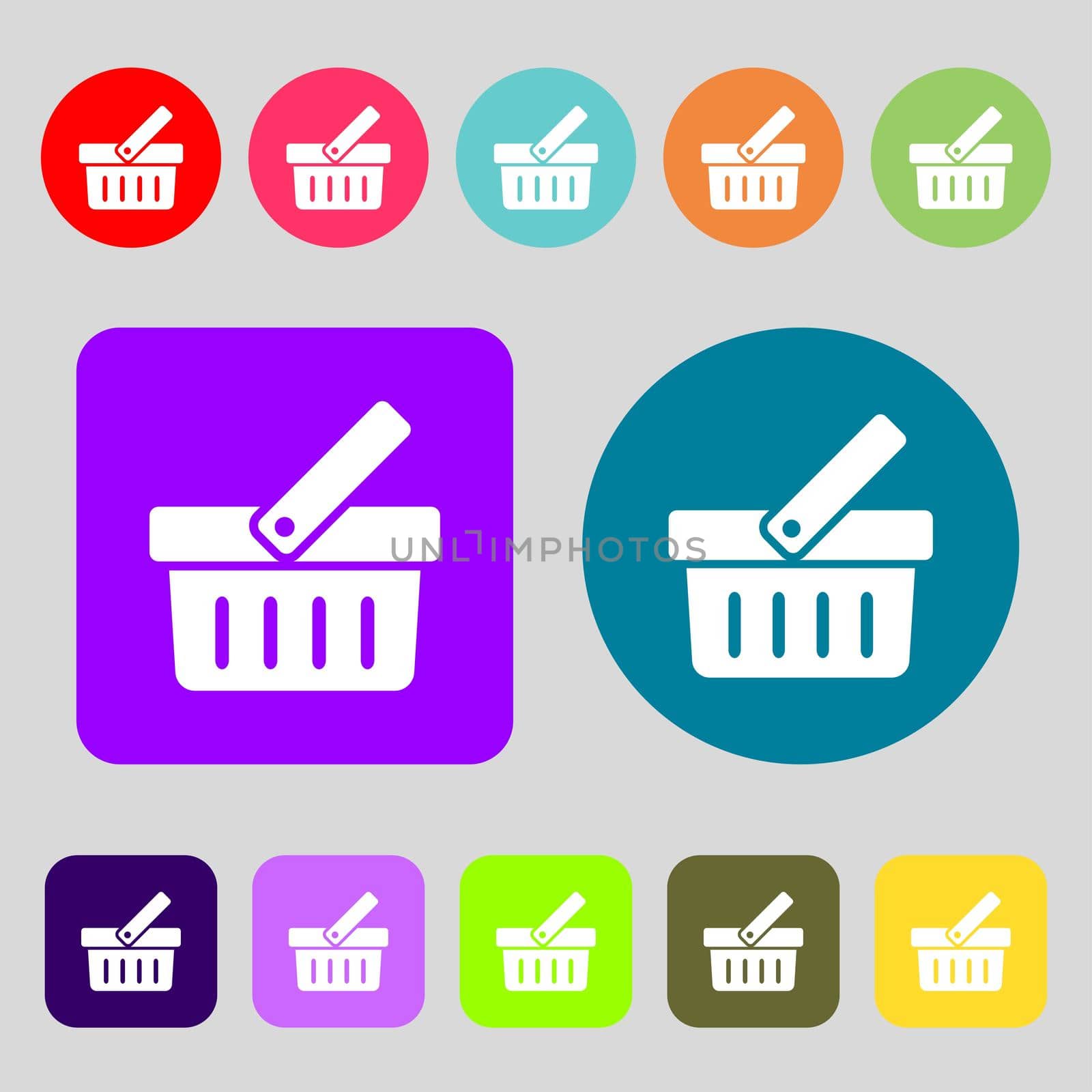 Shopping Cart sign icon. Online buying button.12 colored buttons. Flat design. illustration