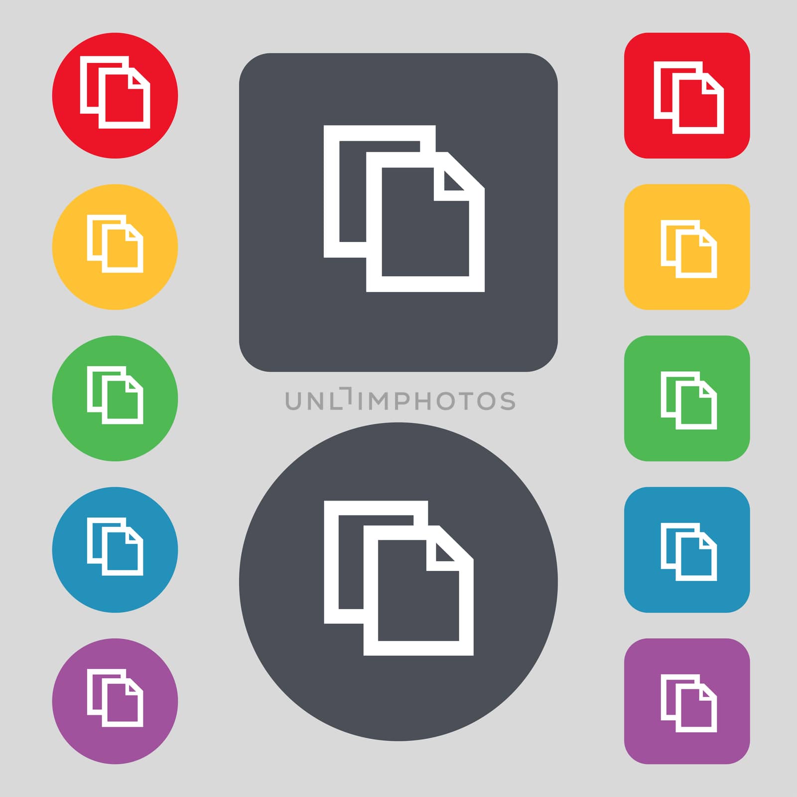 Edit document sign icon. content button. Set colourful buttons Modern UI website navigation. illustration