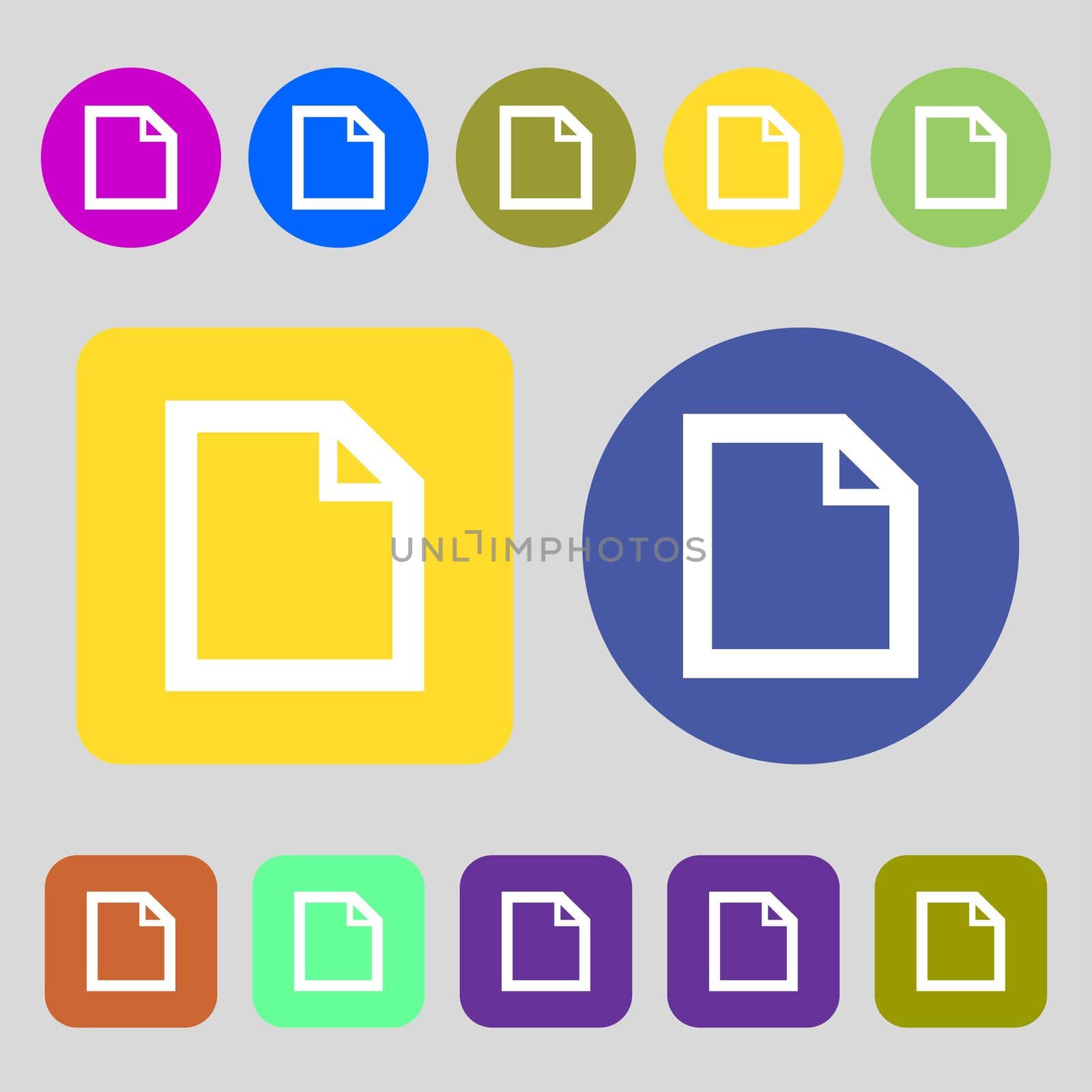 Edit document sign icon. content button.12 colored buttons. Flat design. illustration