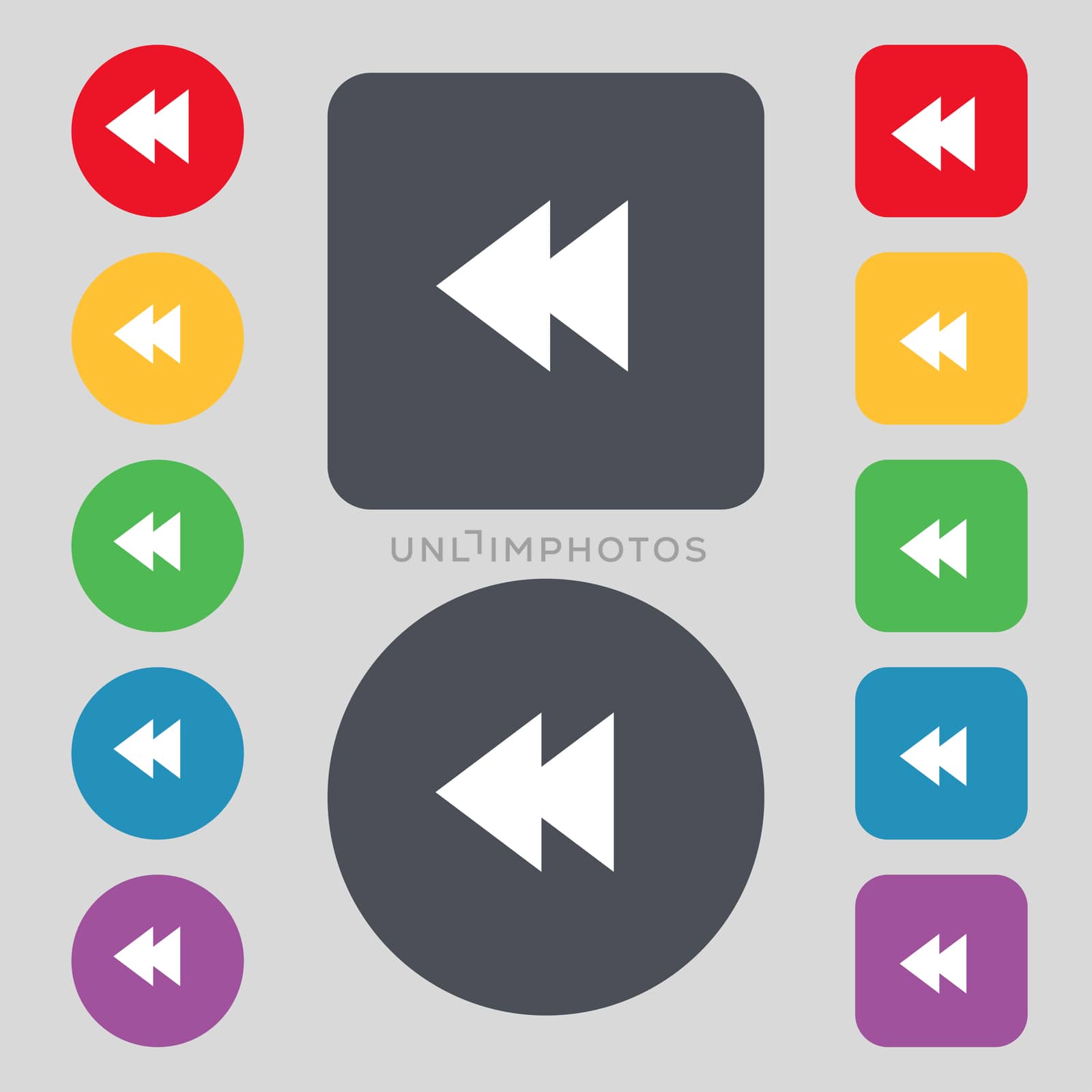 multimedia sign icon. Player navigation symbol. Set colour buttons.  by serhii_lohvyniuk