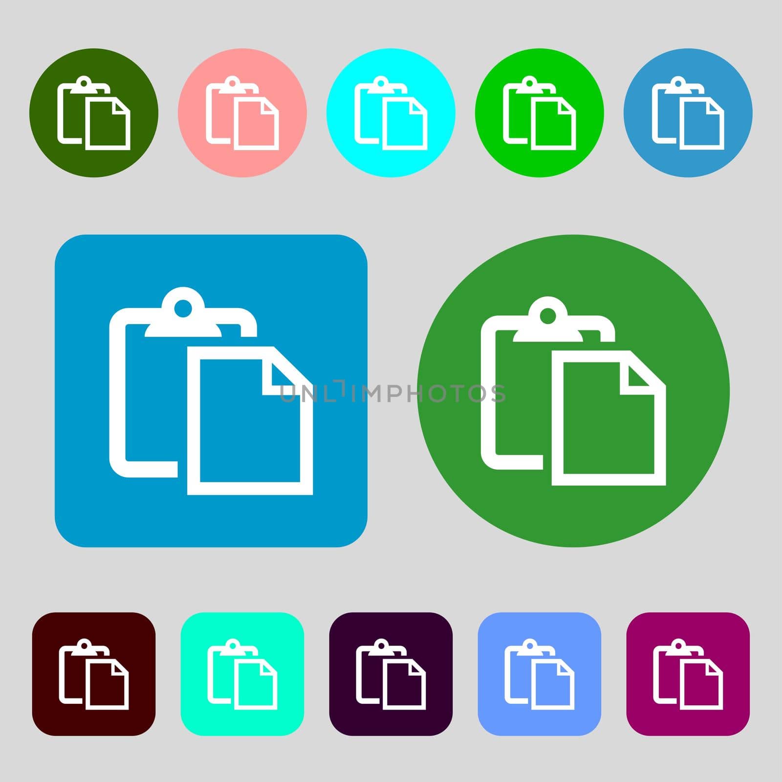 Edit document sign icon. 12 colored buttons. Flat design.  by serhii_lohvyniuk