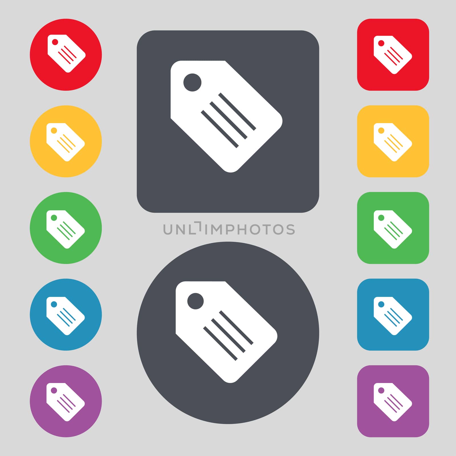 Special offer label icon sign. A set of 12 colored buttons. Flat design. illustration