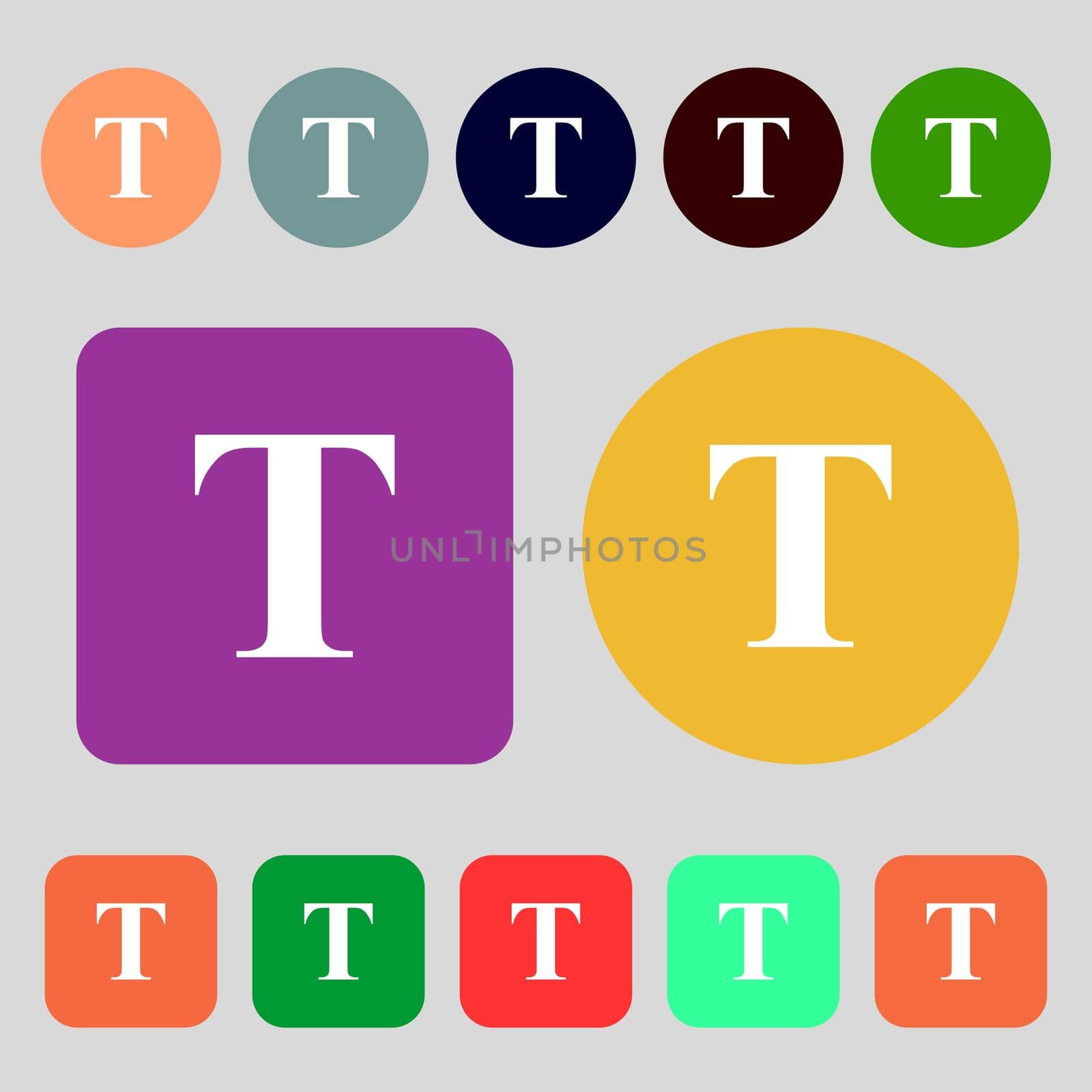 Text edit icon sign.12 colored buttons. Flat design. illustration