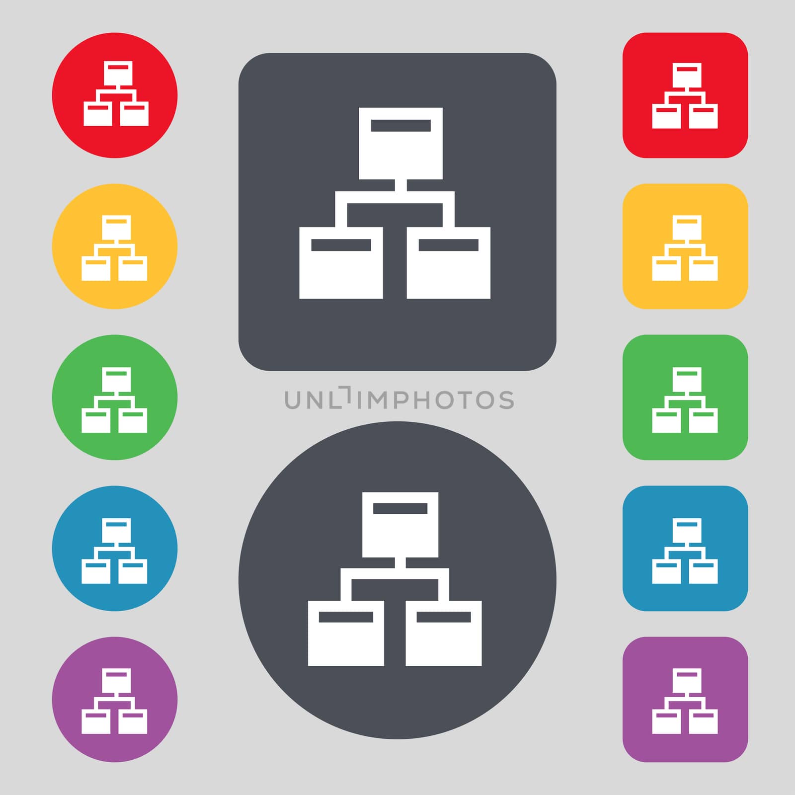 Local Network icon sign. A set of 12 colored buttons. Flat design.  by serhii_lohvyniuk