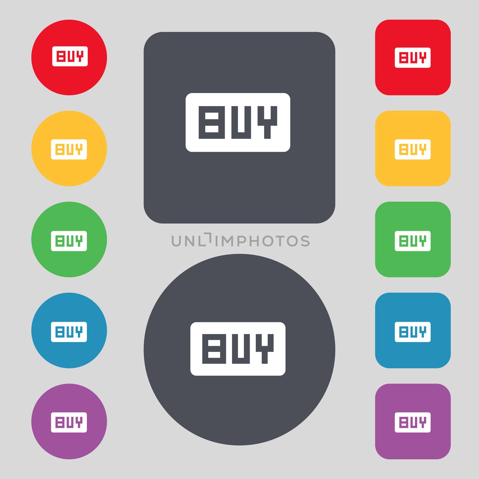 Buy, Online buying dollar usd icon sign. A set of 12 colored buttons. Flat design.  by serhii_lohvyniuk