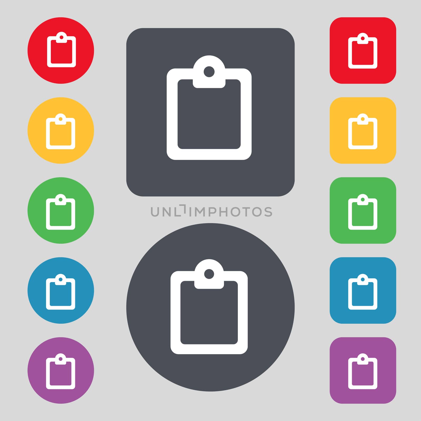 Text file icon sign. A set of 12 colored buttons. Flat design.  by serhii_lohvyniuk