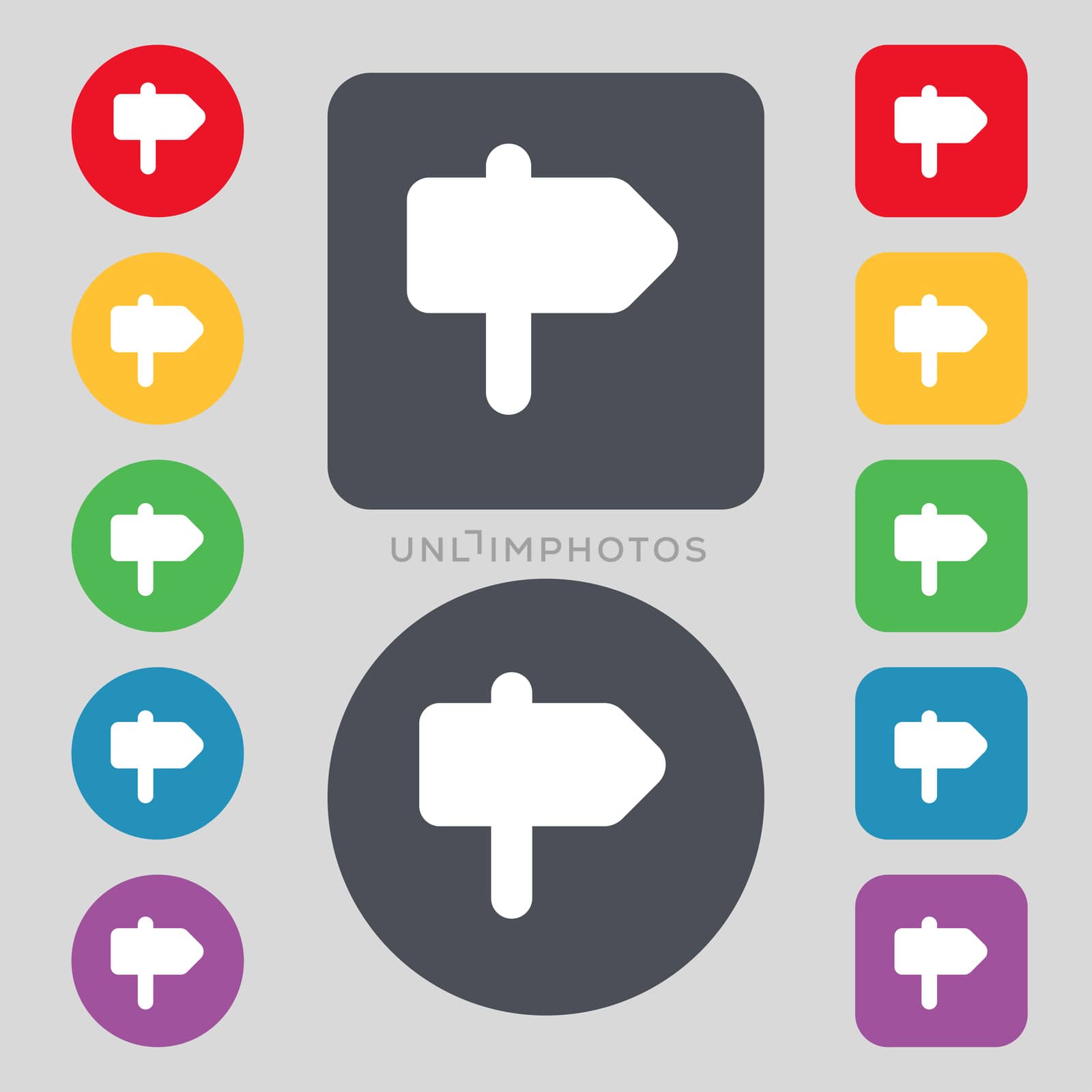 Information Road icon sign. A set of 12 colored buttons. Flat design.  by serhii_lohvyniuk