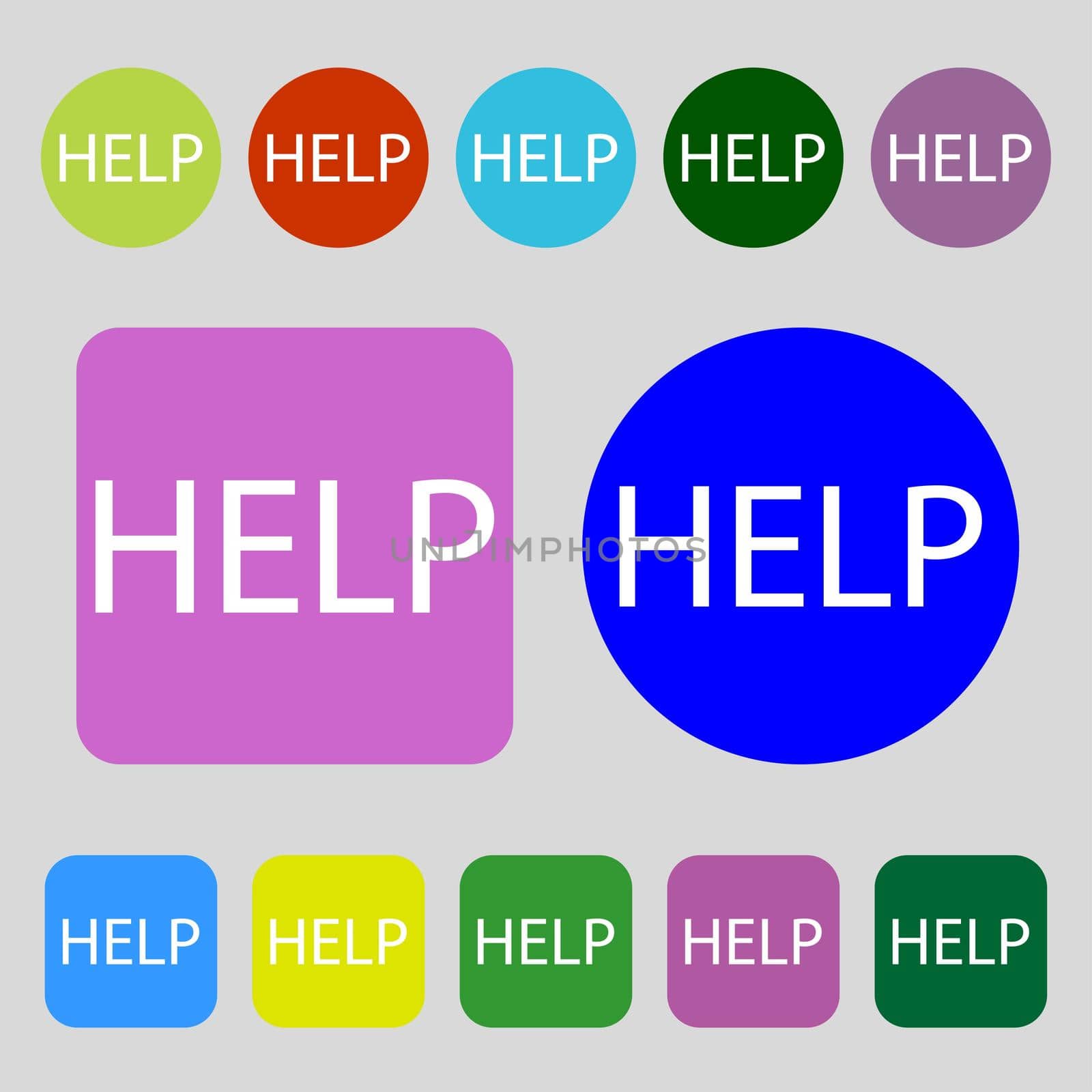 Help point sign icon. Question symbol.12 colored buttons. Flat design. illustration
