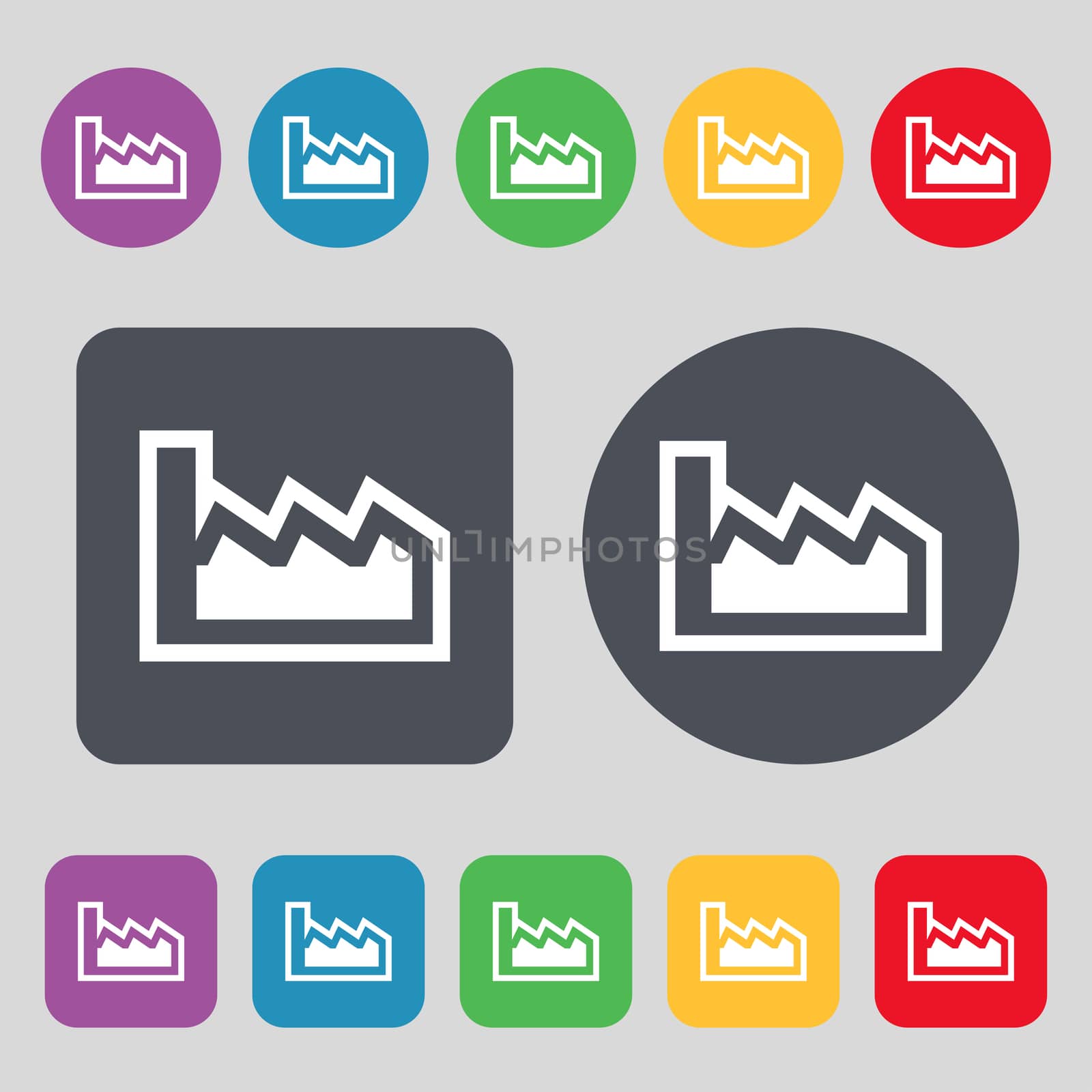 Chart icon sign. A set of 12 colored buttons. Flat design. illustration