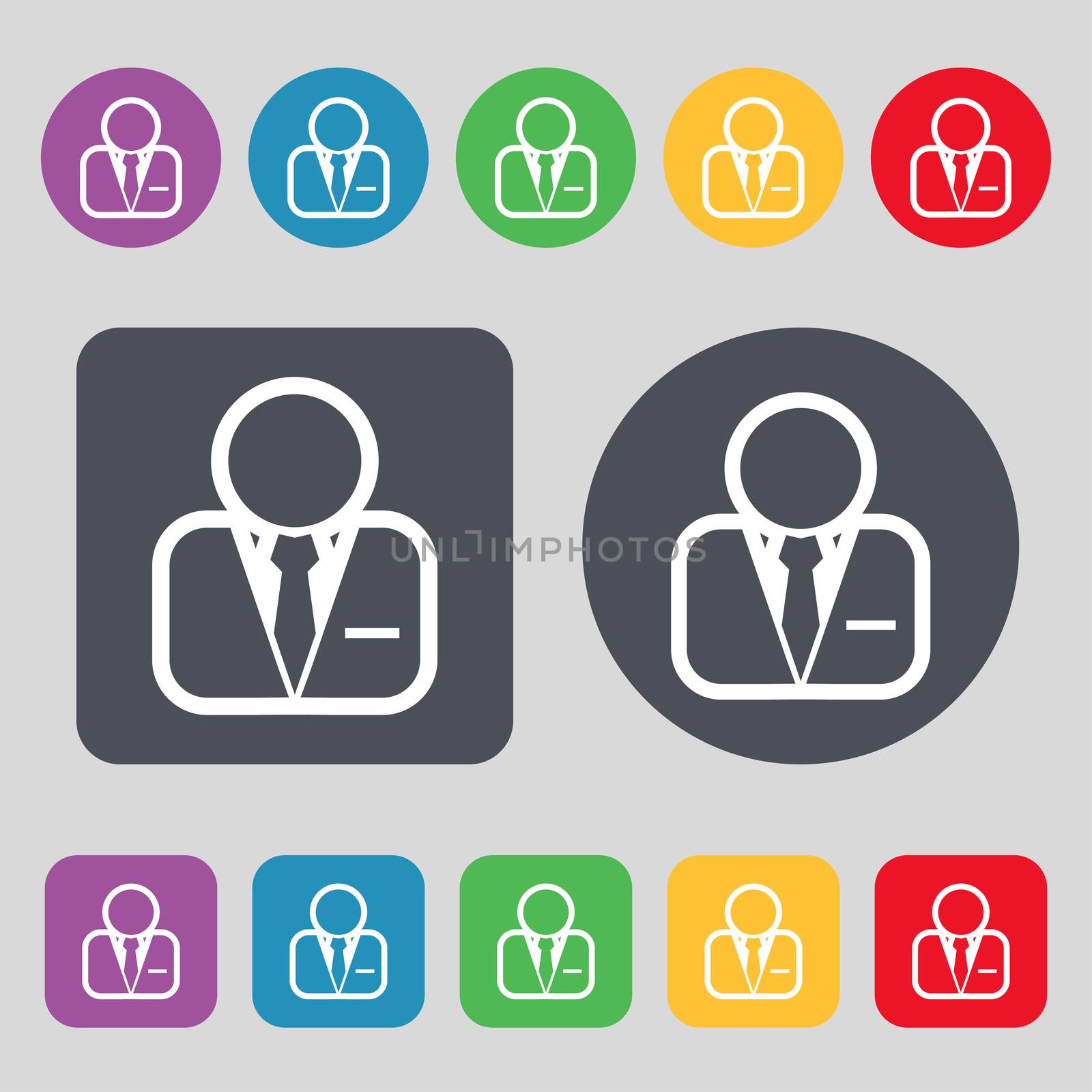 Avatar icon sign. A set of 12 colored buttons. Flat design. illustration