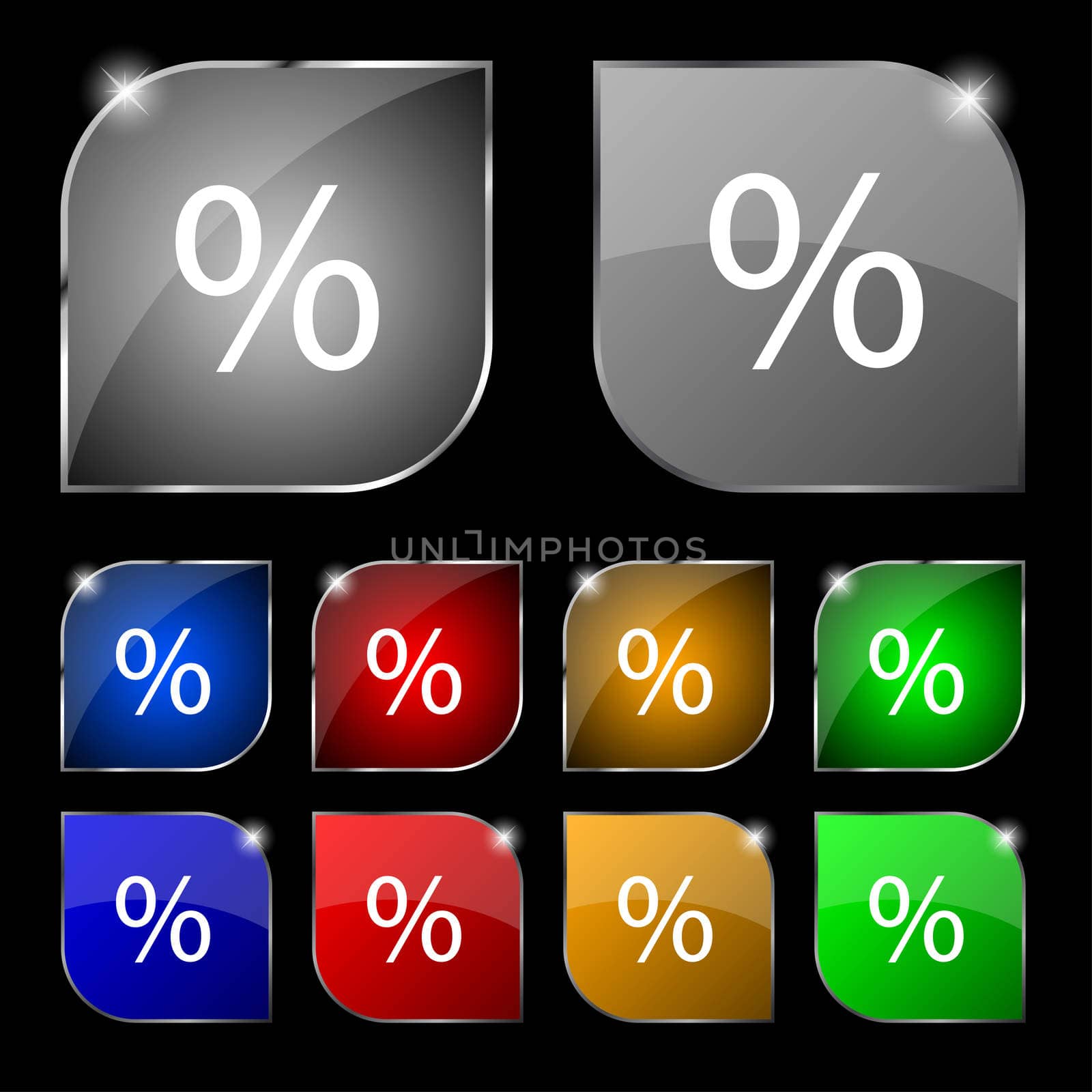 Discount percent sign icon. Modern interface website buttons. Set colourful buttons. illustration
