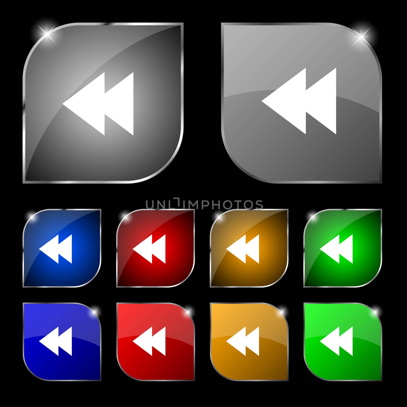 multimedia sign icon. Player navigation symbol. Set colour buttons.  by serhii_lohvyniuk