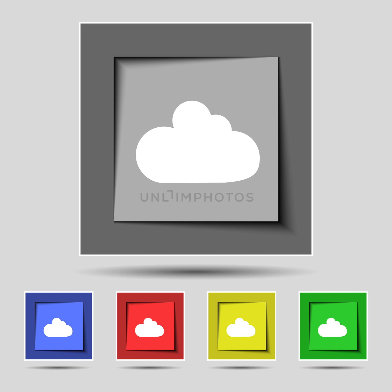 Cloud sign icon. Data storage symbol. Set colourful buttons.  by serhii_lohvyniuk
