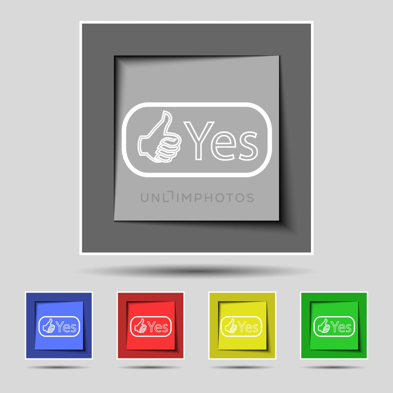 Yes sign icon. Positive check symbol. Set of colored buttons.  by serhii_lohvyniuk