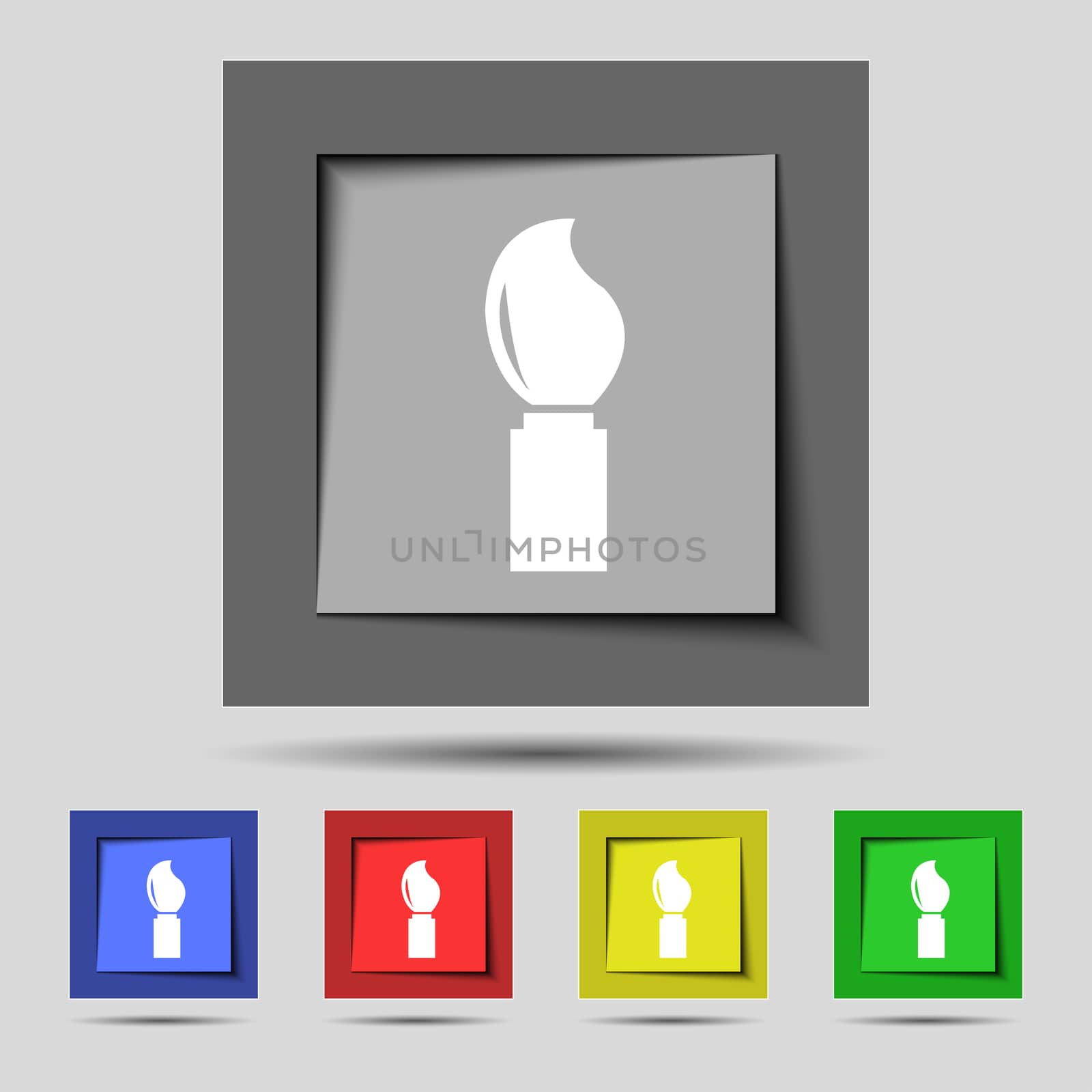 Paint brush sign icon. Artist symbol. Set of colored buttons. illustration