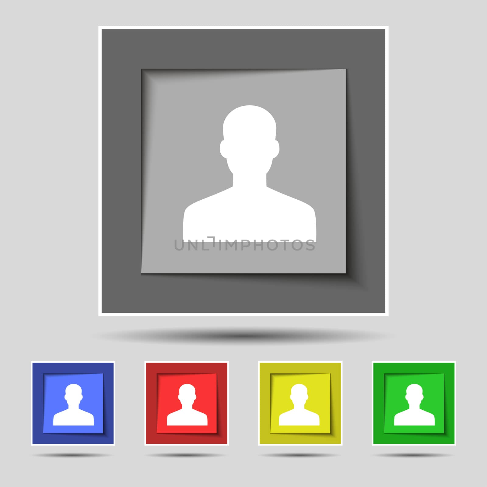 User, Person, Log in icon sign on the original five colored buttons.  by serhii_lohvyniuk