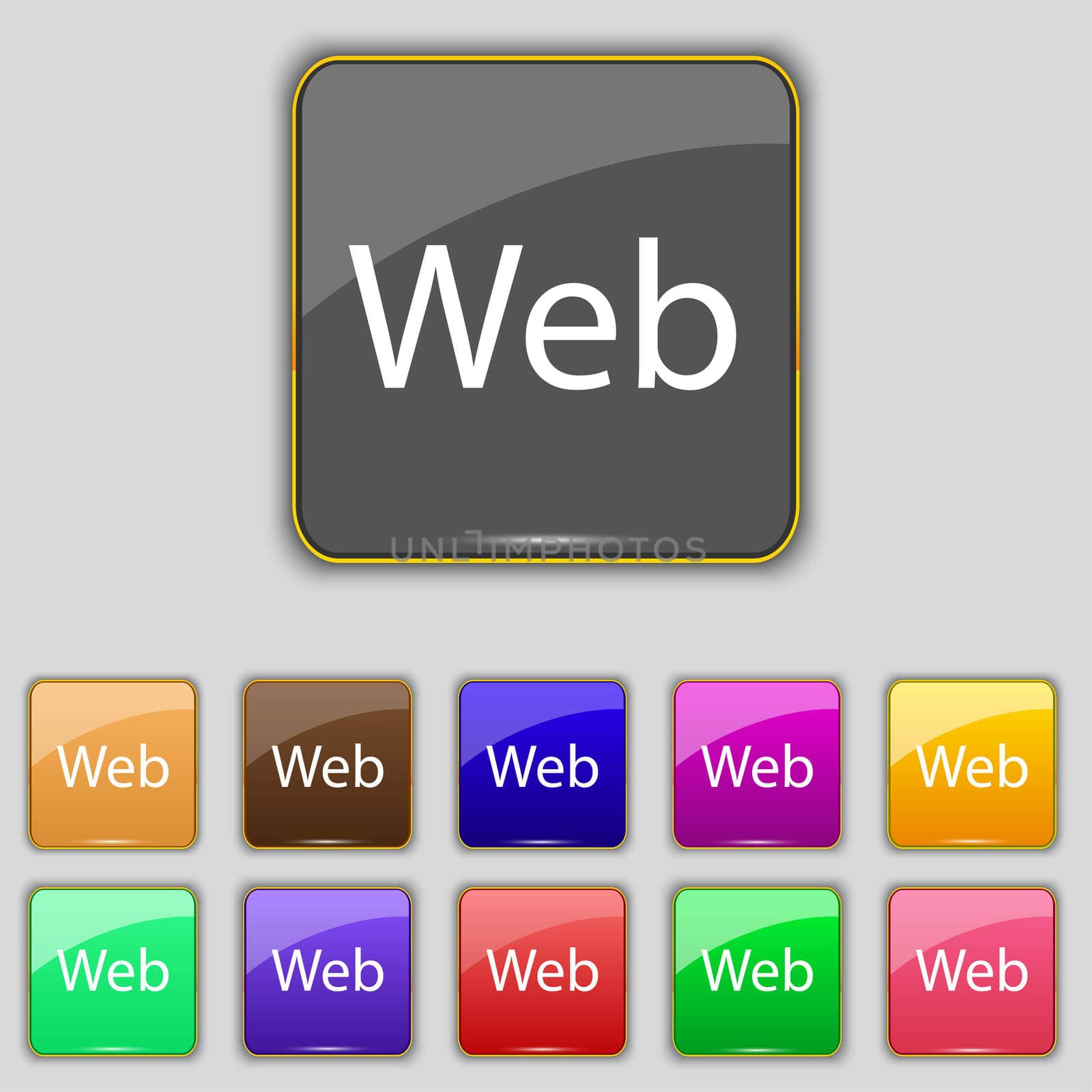 Web sign icon. World wide web symbol. Set of colored buttons.  by serhii_lohvyniuk