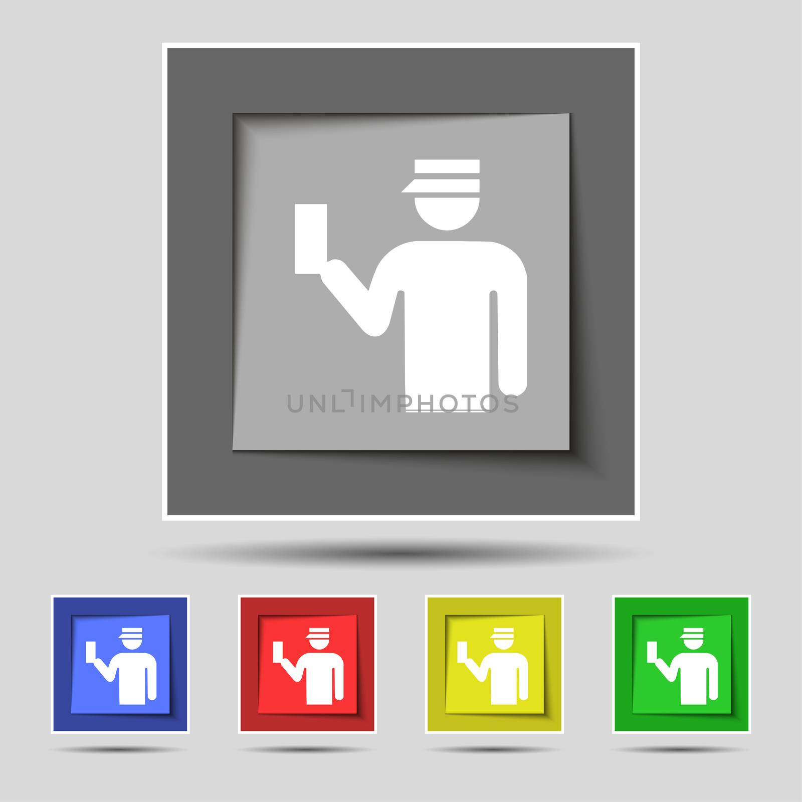 Inspector icon sign on original five colored buttons.  by serhii_lohvyniuk