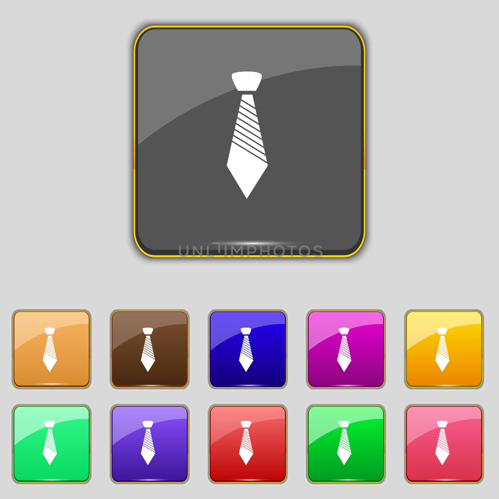 Tie sign icon. Business clothes symbol. Set colourful buttons. illustration