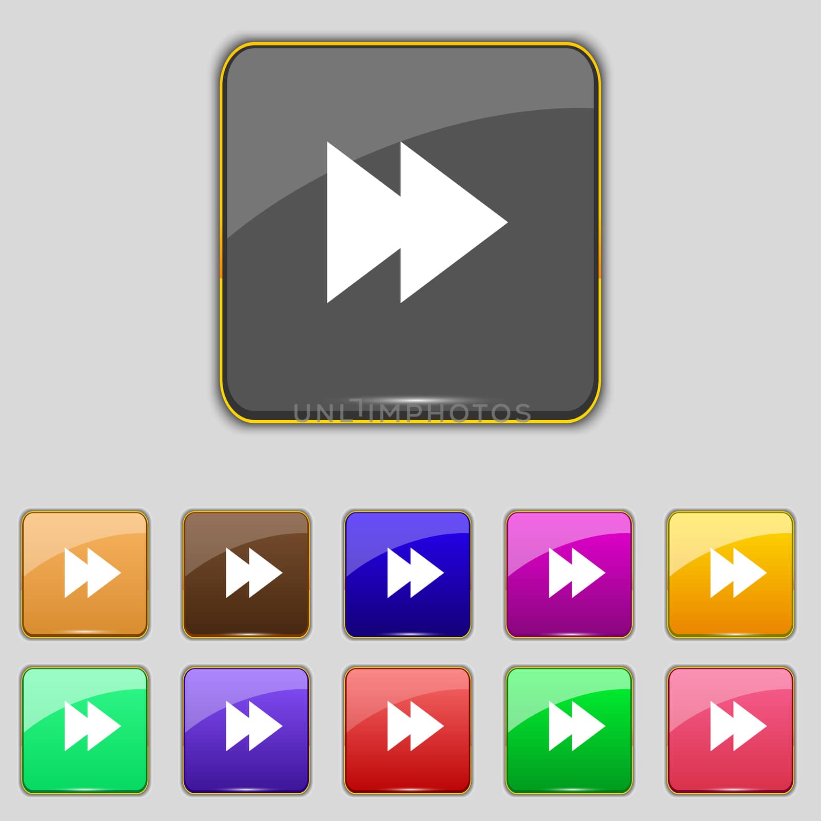 multimedia sign icon. Player navigation symbol. Set colour buttons. illustration