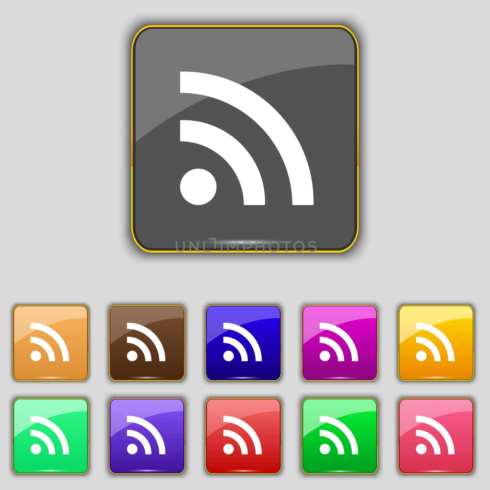 Wifi, Wi-fi, Wireless Network icon sign. Set with eleven colored buttons for your site. illustration