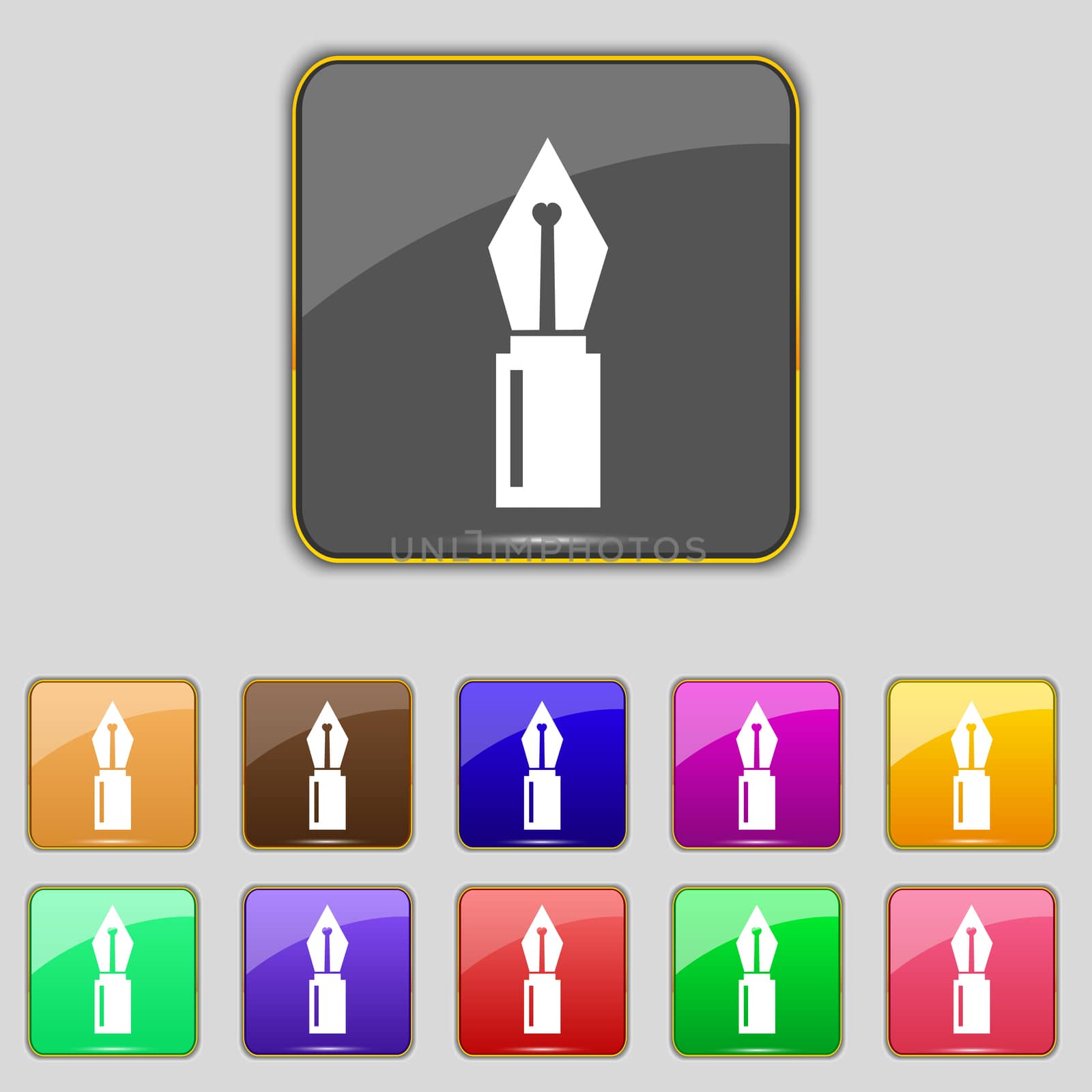 Pen sign icon. Edit content button. Set of colored buttons. illustration