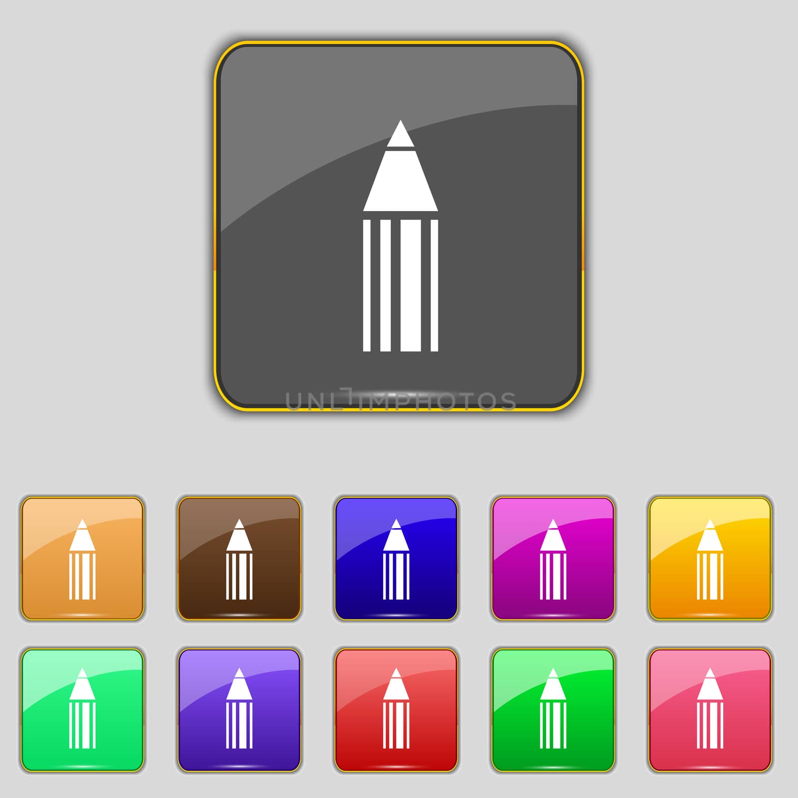 Pencil sign icon. Edit content button. Set of colored buttons. illustration