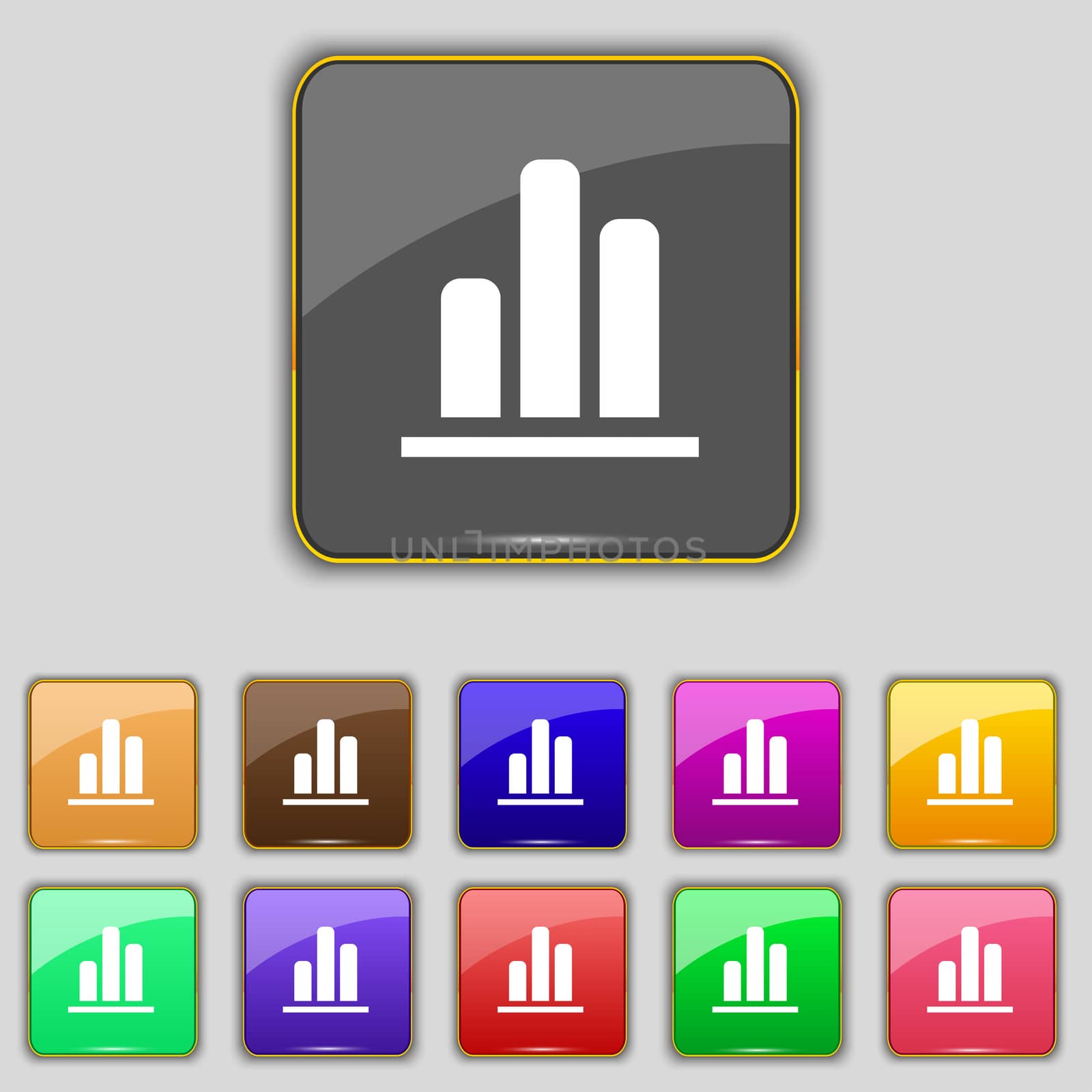 Growth and development concept. graph of Rate icon sign. Set with eleven colored buttons for your site. illustration