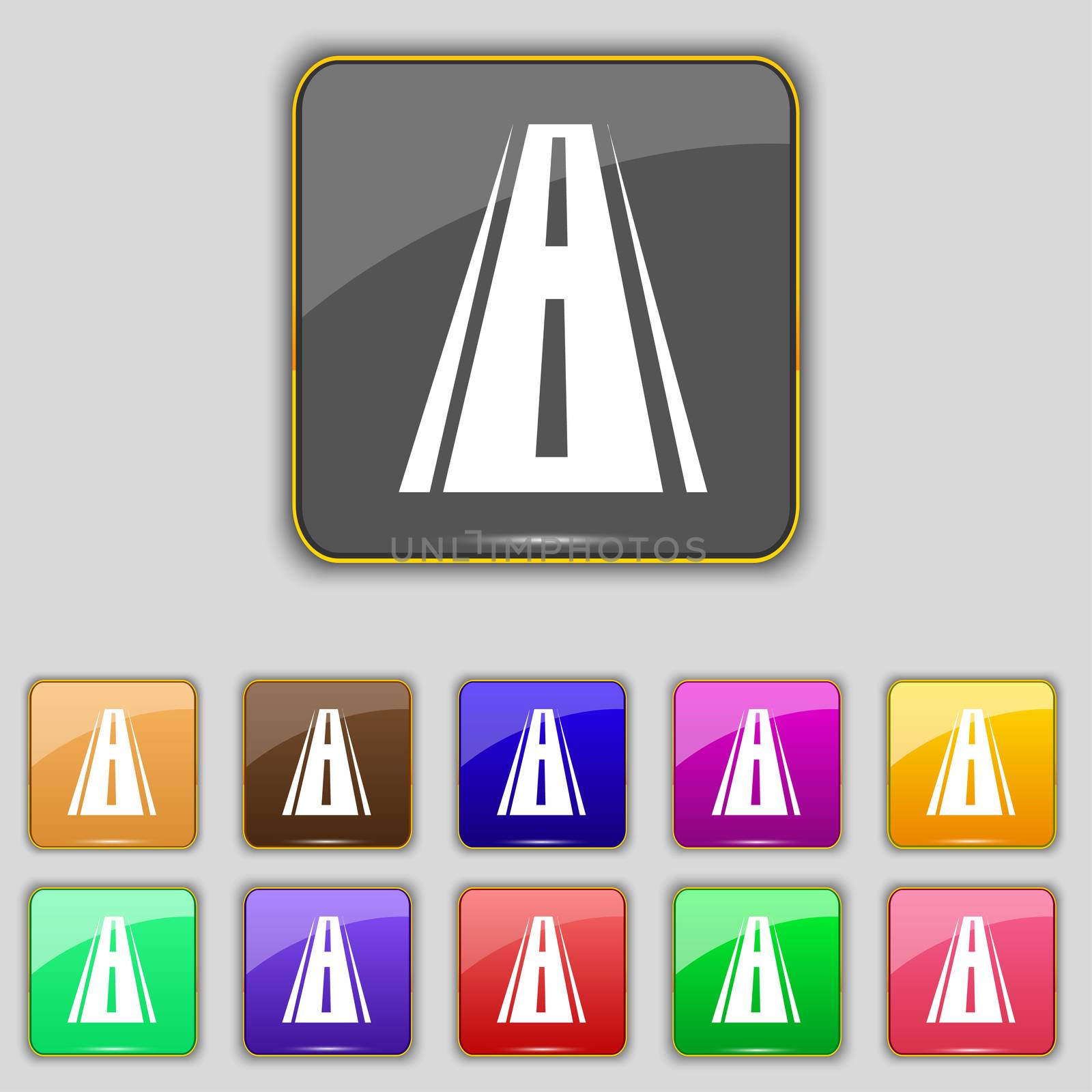 Road icon sign. Set with eleven colored buttons for your site.  by serhii_lohvyniuk