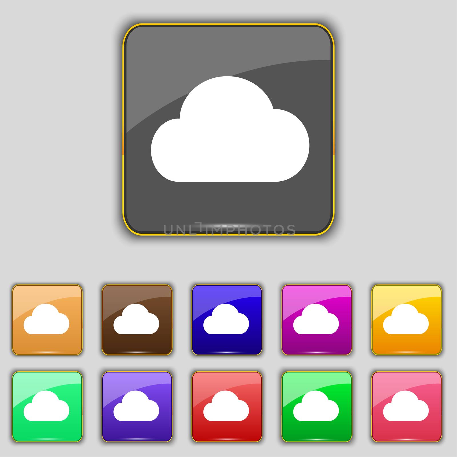 cloud icon sign. Set with eleven colored buttons for your site. illustration