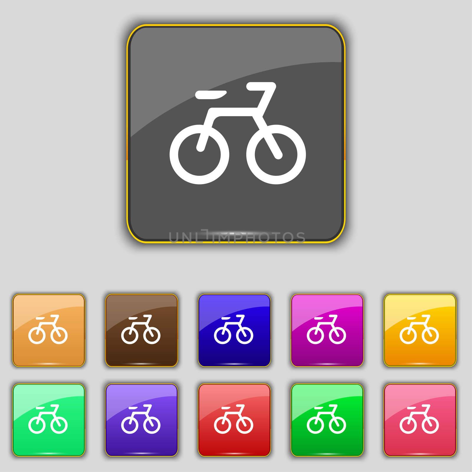 Bicycle icon sign. Set with eleven colored buttons for your site.  by serhii_lohvyniuk